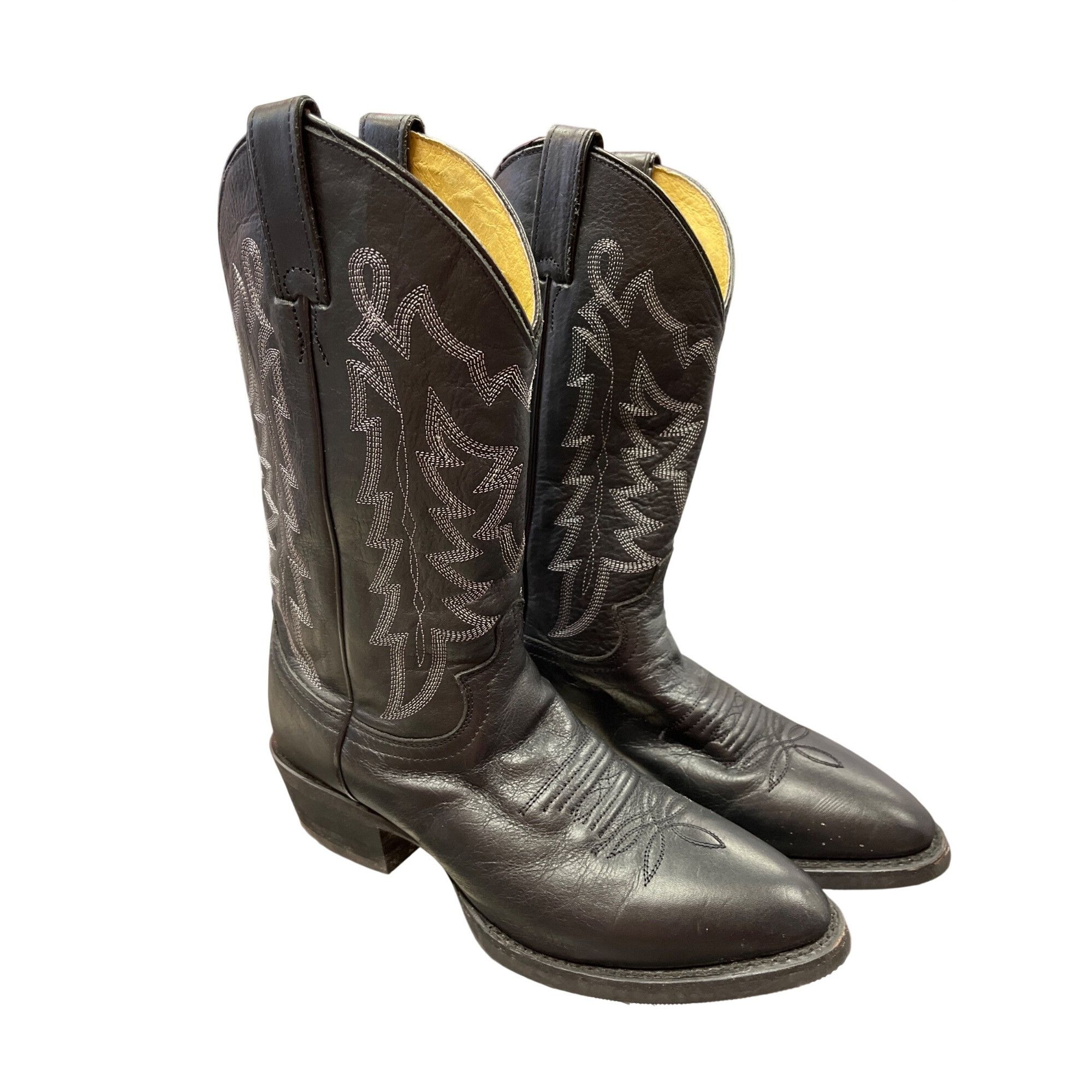 Justin Justin Mens black leather western mid calf boots sz 9.5D SKU Size US 9.5 / EU 42-43 - 16 Thumbnail