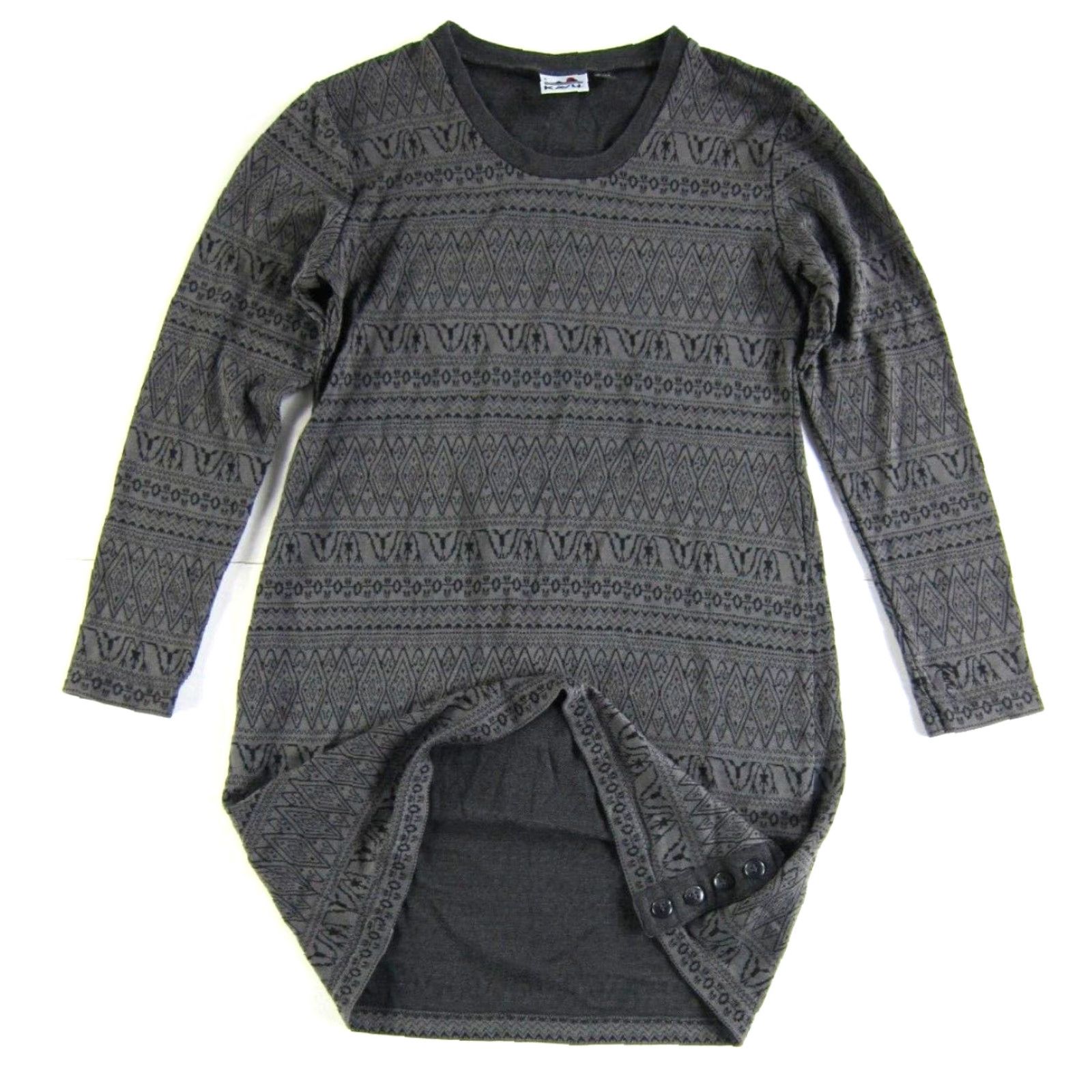 KAVU KAVU Dress Shift Jersey Black Grey Chevron Long Sleeve Tunic Small Size S / US 4 / IT 40 - 5 Thumbnail