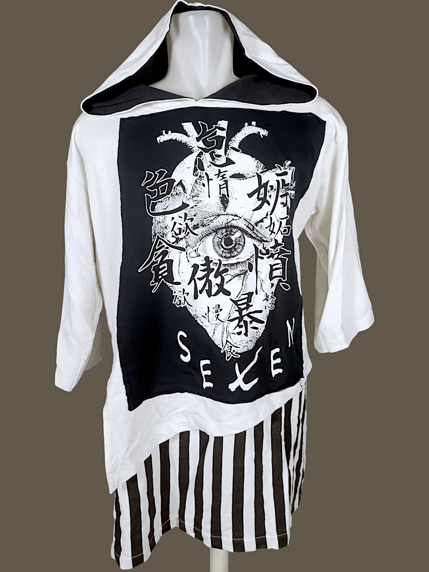 Japanese Brand Harajuku Seven Eye Heart Stripes Double Layer hoodie Size US XXL / EU 58 / 5 - 22 Thumbnail