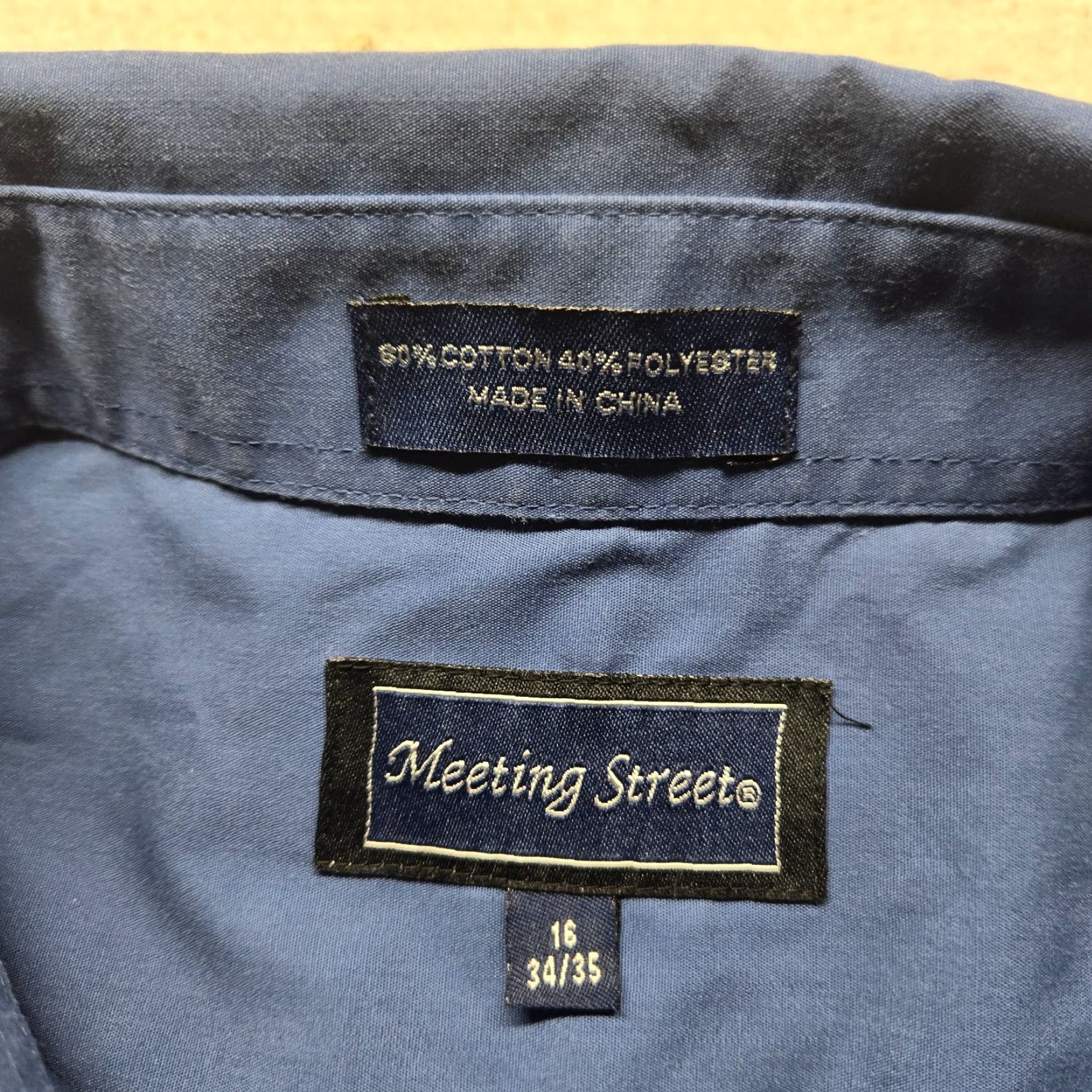 Vintage VINTAGE Meeting Street Shirt Men 16 Blue Long Sleeve Button-Up 16 34/35 Mens Size US L / EU 52-54 / 3 - 3 Thumbnail