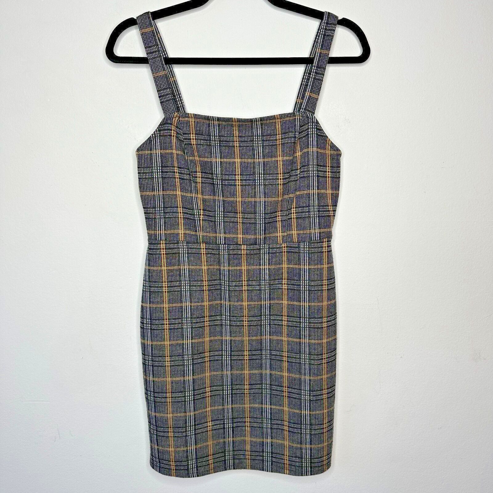 Forever 21 Cute Gold Gray Plaid Sleeveless Knit Jumper Overall Dress M Size M / US 6-8 / IT 42-44 - 1 Thumbnail