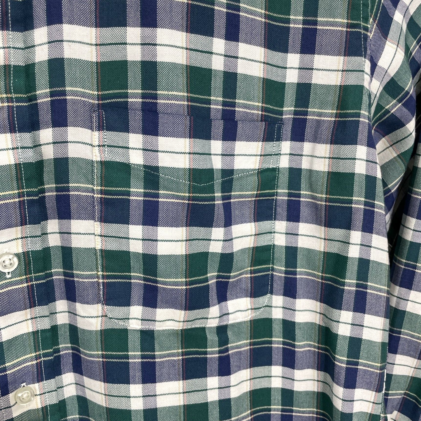 Vintage VINTAGE LL Bean 15 1/2 35 Green Blue Plaid Single Needle Tailored Shirt USA Size US L / EU 52-54 / 3 - 6 Thumbnail