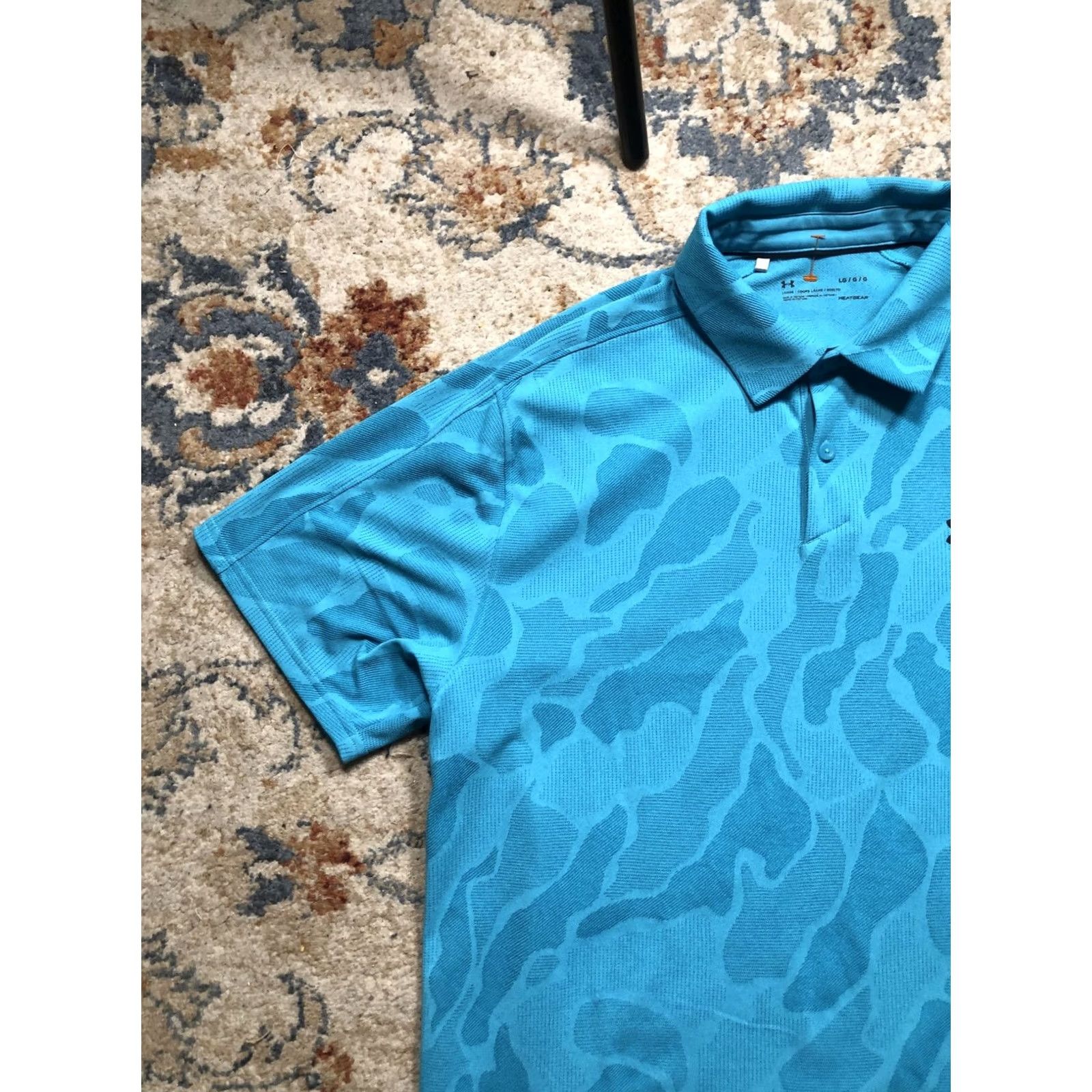 Under Armour Under Armour Polo Shirt Mens L Blue Camouflage HeatGear Golf Loose Fit Performance Size US L / EU 52-54 / 3 - 3 Thumbnail