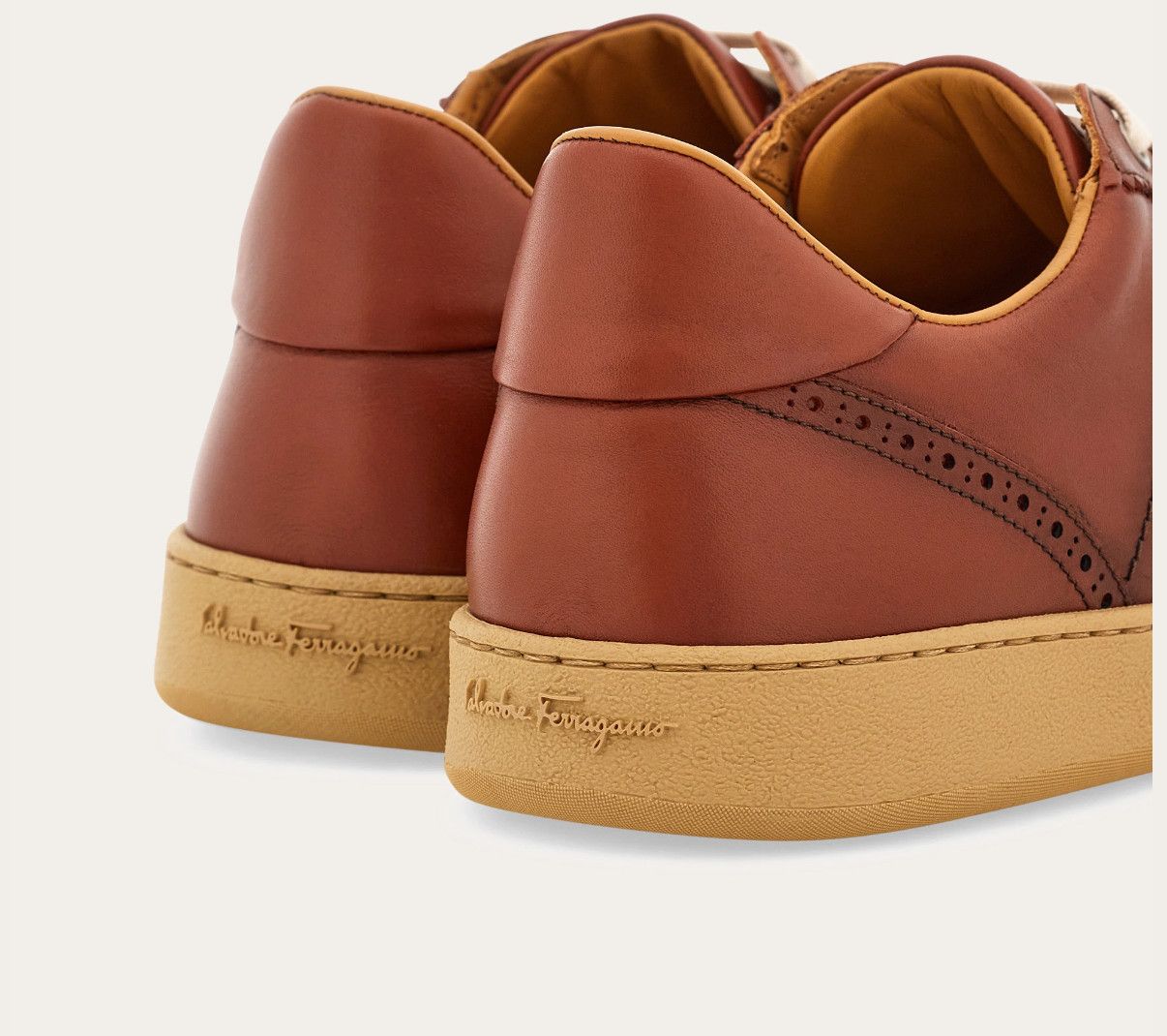 Salvatore Ferragamo o1s1rm0126 Signature Leather Low-Top Sneakers in Brown Size US 11 / EU 44 - 3 Thumbnail