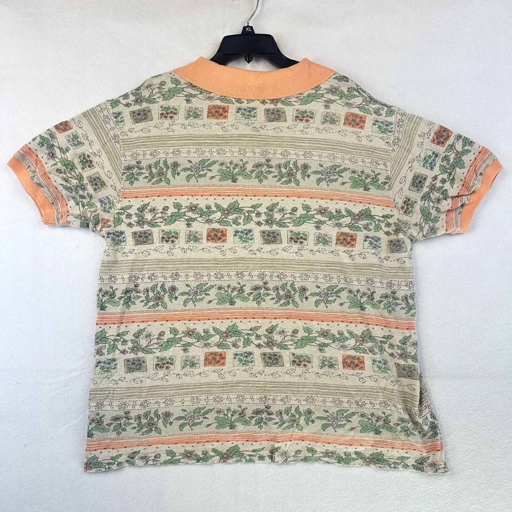 Vintage Vintage St. John's Bay Shirt Womens XL Floral Pattern Polo 90s Casual Beige Green Orange Floral 1990s Women XL Polo Shirt Size XL / US 12-14 / IT 48-50 - 5 Thumbnail