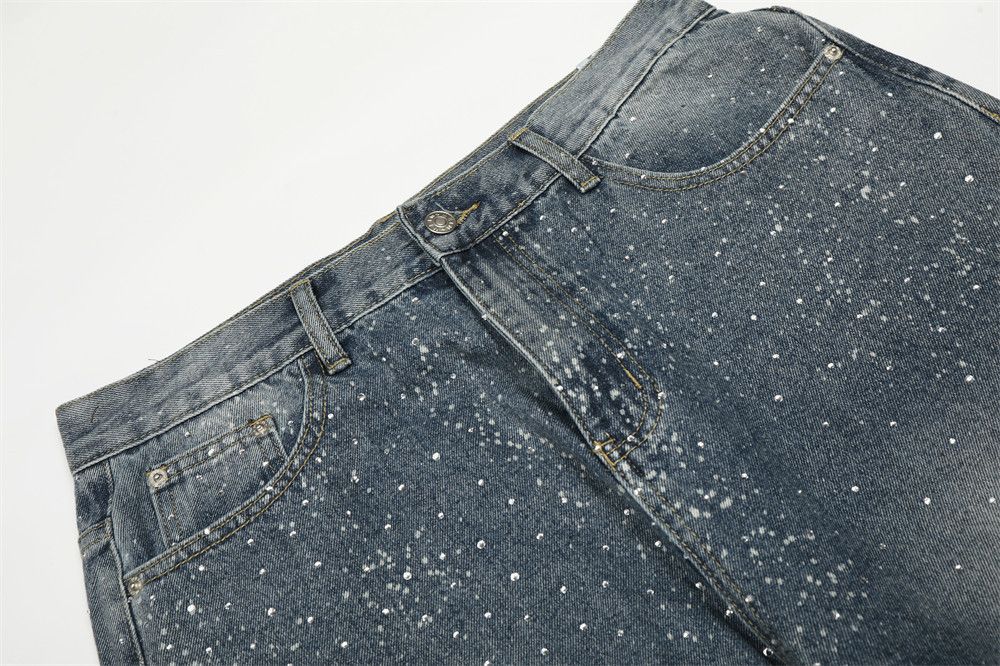 Jean Men's vintage hot-drilled washed distressed jeans Size US 32 / EU 48 - 3 Thumbnail