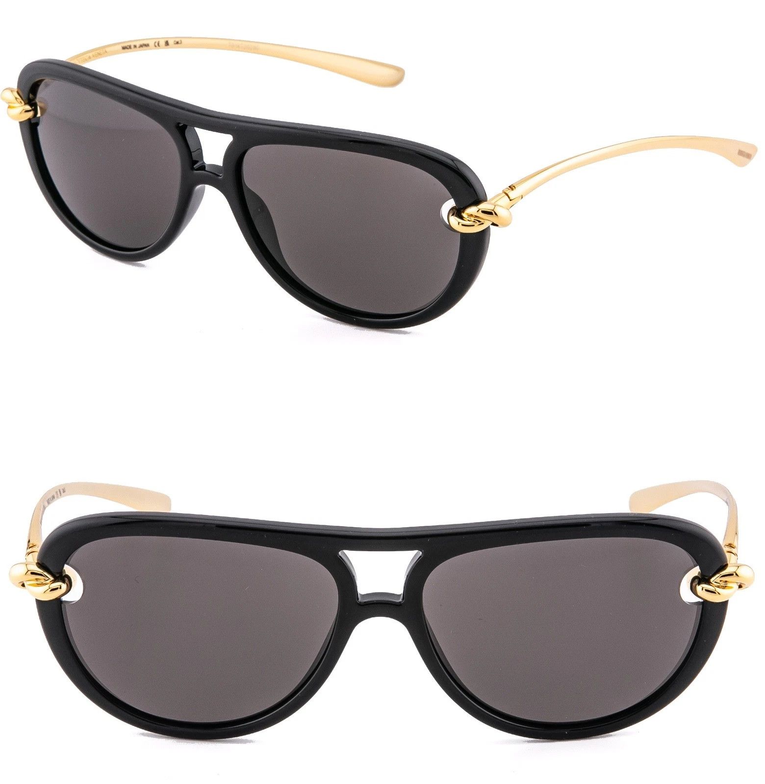Bottega Veneta BOTTEGA VENETA 1418 KNOT Pilot BV1418S Gold Black Metal 005 Size ONE SIZE - 1 Thumbnail
