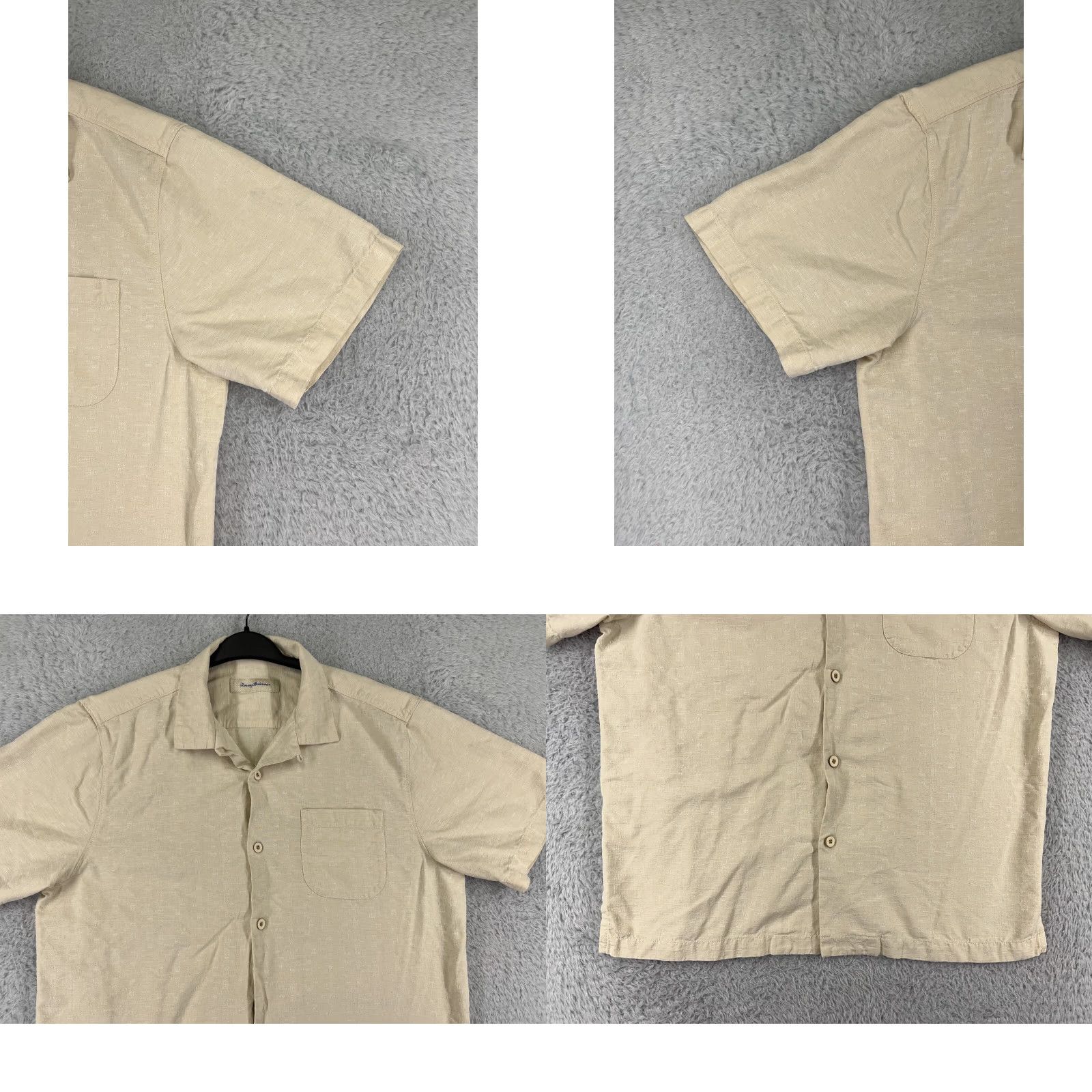 Tommy Bahama Tommy Bahama Shirt Men Large Beige Button-Up Silk Cotton Blend Camp Resort Beach Size US L / EU 52-54 / 3 - 8 Thumbnail