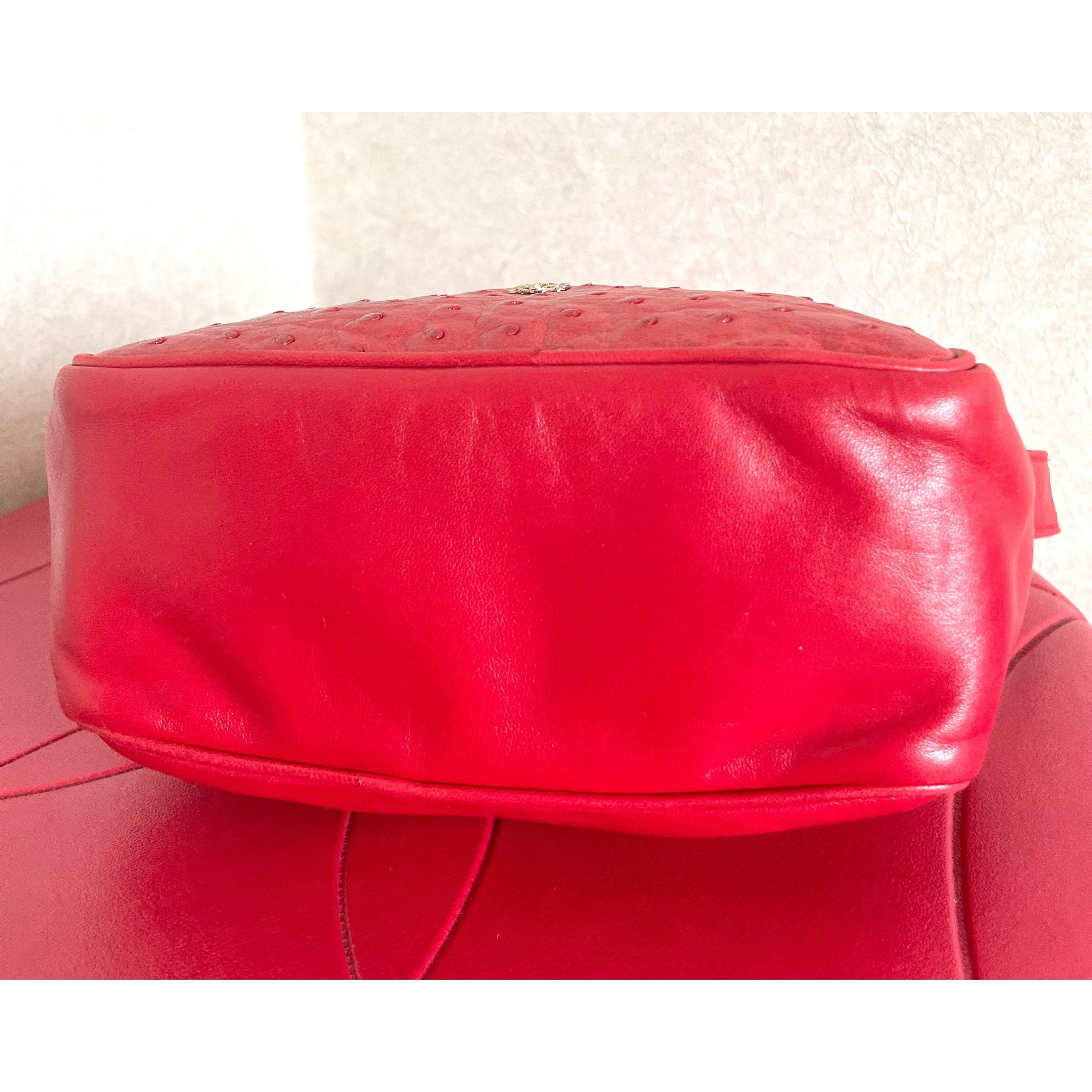 Loewe Vintage LOEWE red genuine ostrich and nappa leather bag Size ONE SIZE - 6 Thumbnail