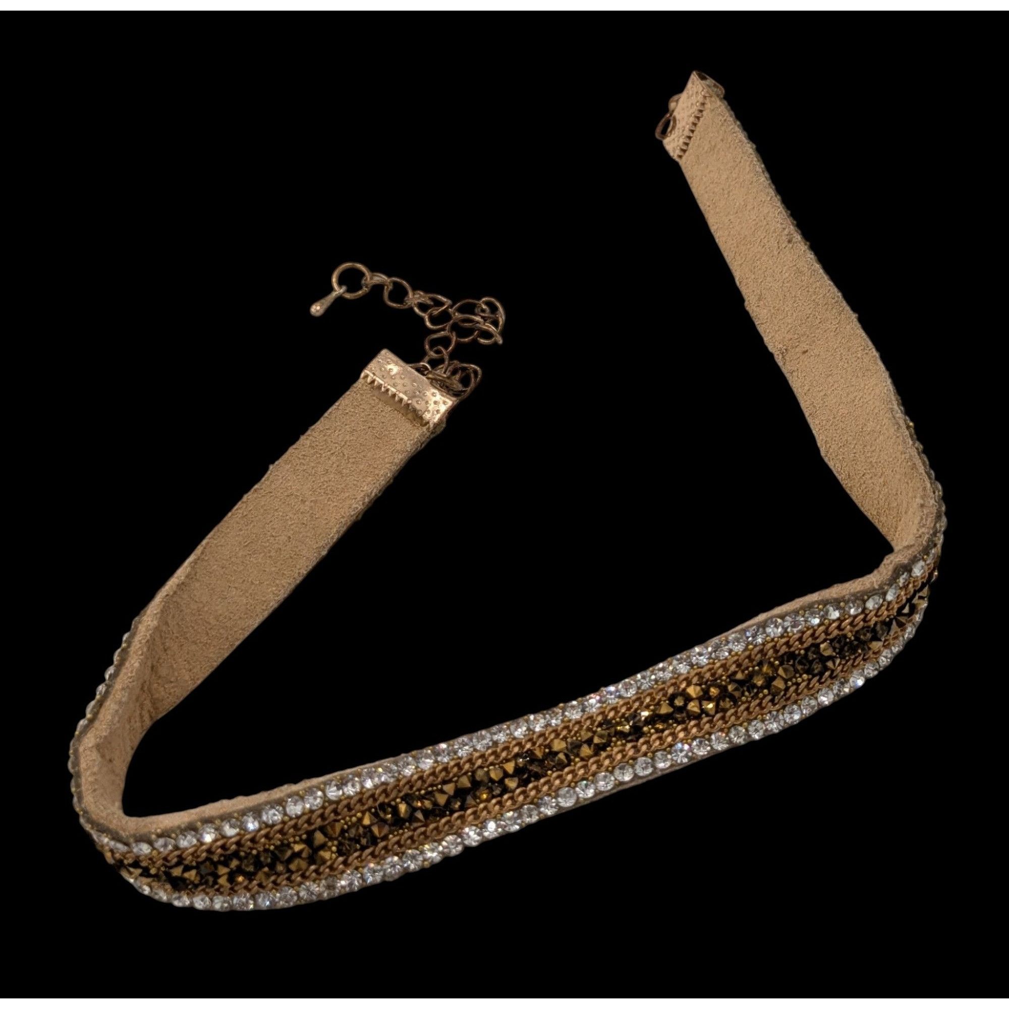 Other Vintage Boho Glam Rhinestone Beaded Suede Choker Necklace Size ONE SIZE - 5 Thumbnail