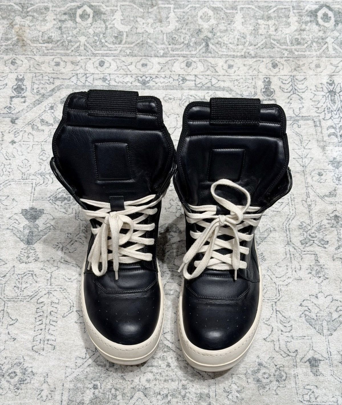 Rick Owens Rick Owens Geobasket black and white high-top glossy cowhide Size US 6.5 / IT 36.5 - 1 Thumbnail