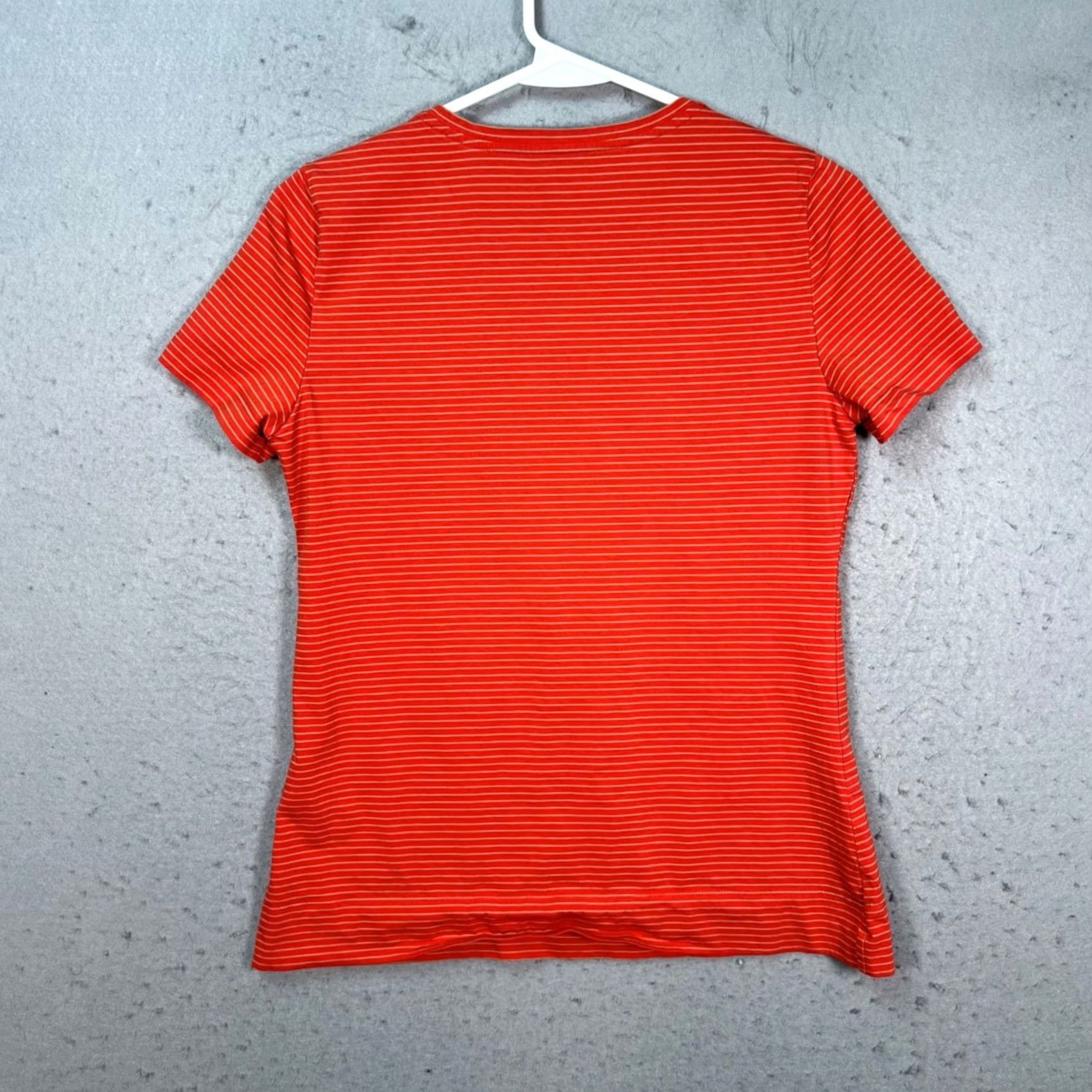 Vintage Lafayette 148 Womens Small Red Striped Short Sleeve Top Cotton Blend T Shirt Size S / US 4 / IT 40 - 2 Thumbnail