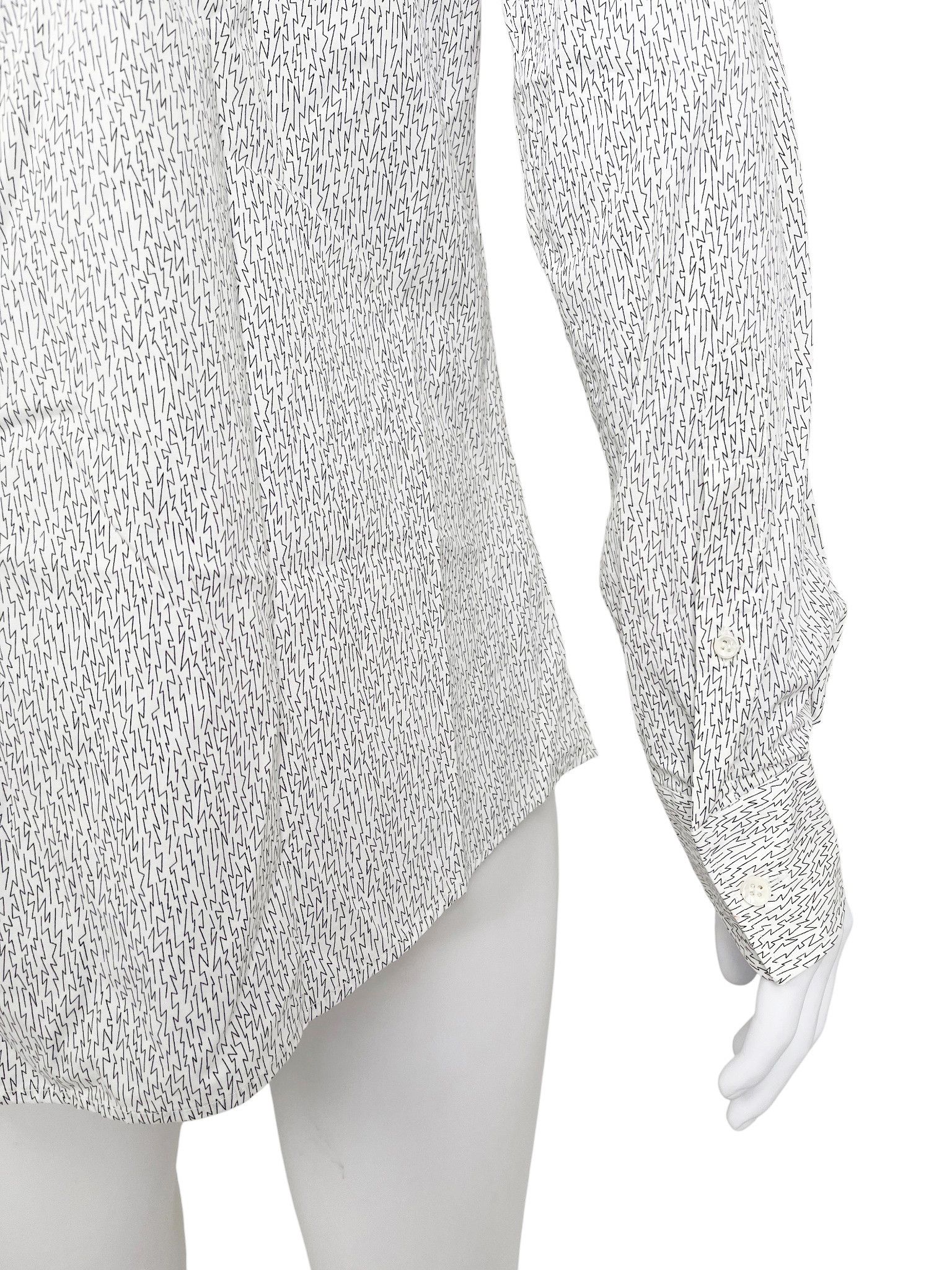 Maison Margiela by Martin S/S 2008 Black Lightining Pattern White Shirt Size US L / EU 52-54 / 3 - 6 Thumbnail