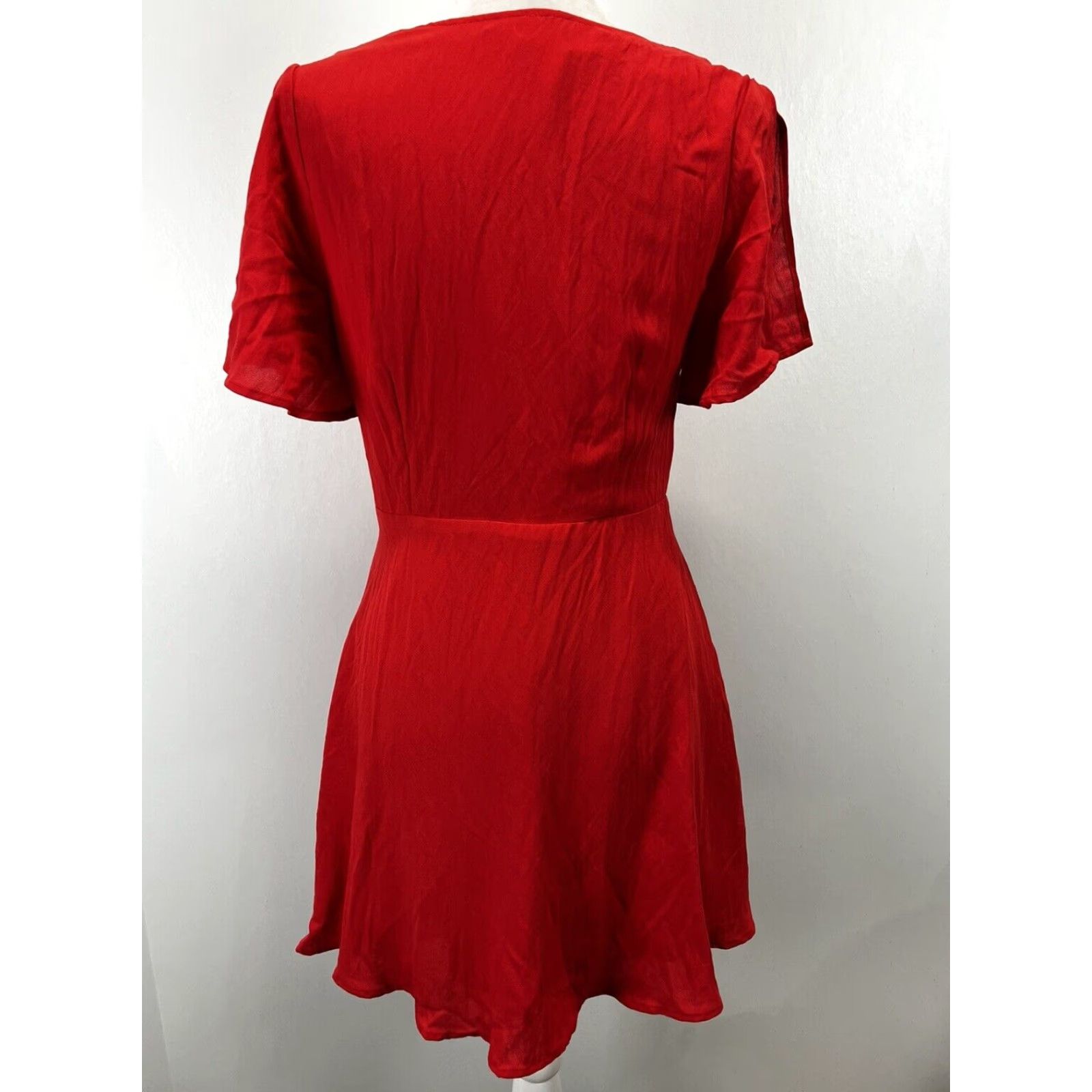 Lulus Lulus Red Mini Skater Dress Women's Size M V-Neck Tie Front Short Sleeve Size M / US 6-8 / IT 42-44 - 3 Thumbnail