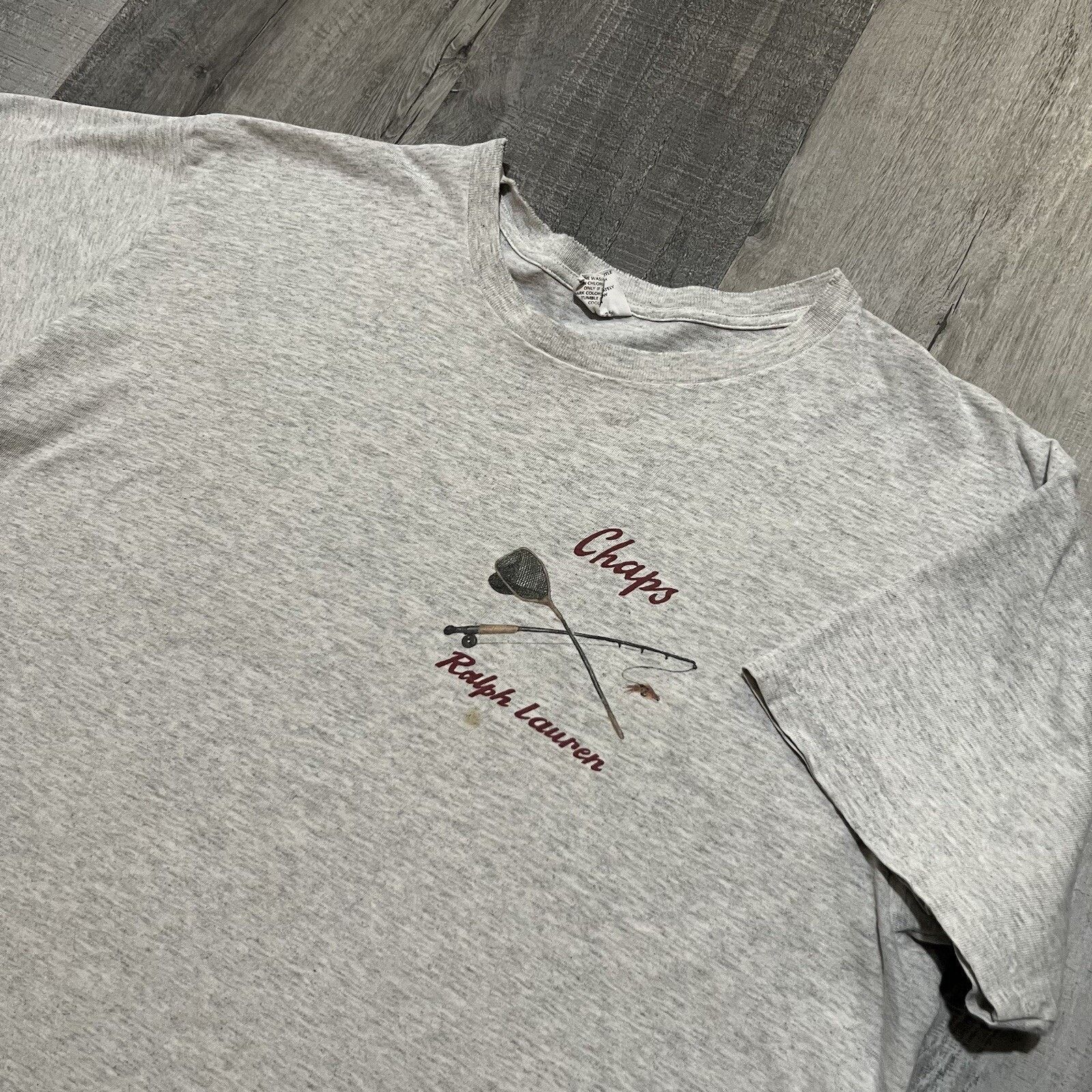 Chaps Ralph Lauren VTG Chaps Ralph Lauren Coming To Life Fishing USA T Shirt Size US XL / EU 56 / 4 - 3 Thumbnail