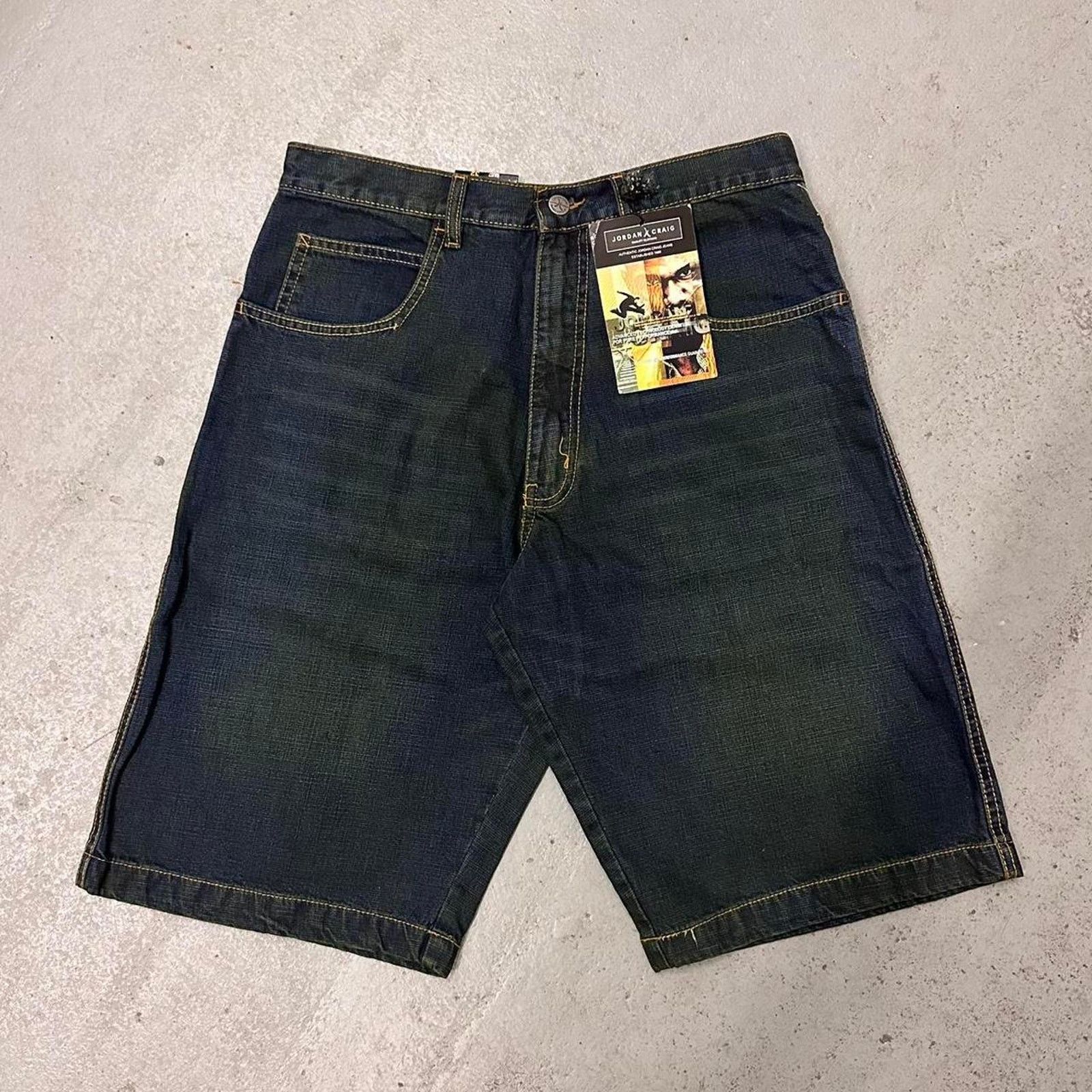 Other Vintage Baggy Y2k Urban Wide Leg Denim Shorts Blue Yellow 34 Size US 34 / EU 50 - 1 Thumbnail