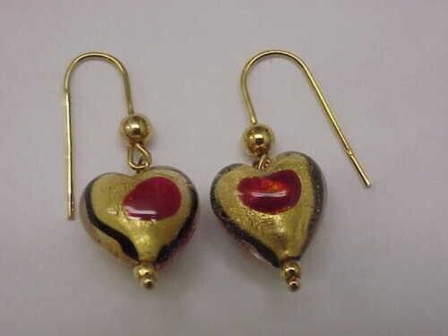 Other works of Art, Vintage Blue Red Enamel 14k Gold Earings Size ONE SIZE - 1 Thumbnail