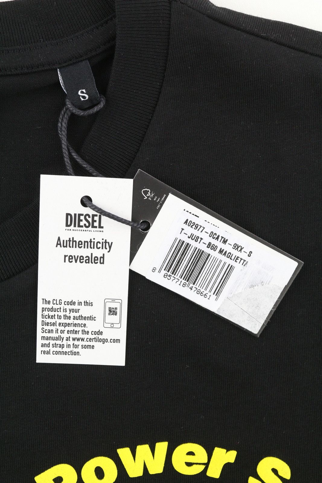 Diesel T-JUST-B60 S Black Tricot Patterned T-Shirt 41199 Size US S / EU 44-46 / 1 - 5 Thumbnail