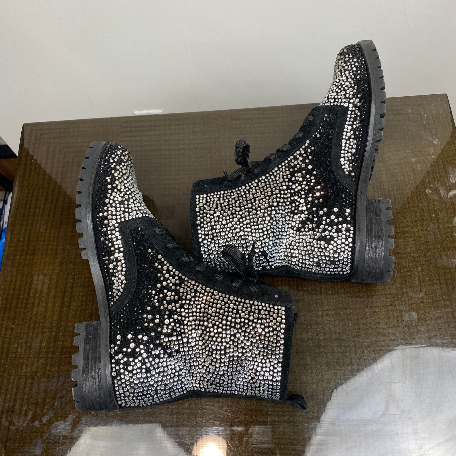 Philipp Plein Rare Philipp Plein Suede Crystal Embellished Combat Boots 40 Size US 9 / IT 39 - 6 Thumbnail