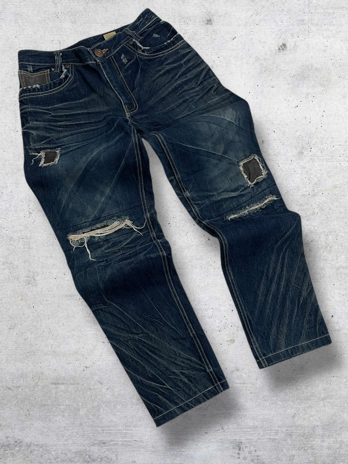 Japanese Brand VINTAGE RAPRUI OG JAPAN DESIGNER 90S PATCH RIPPED DENIM Size US 29 - 2 Thumbnail