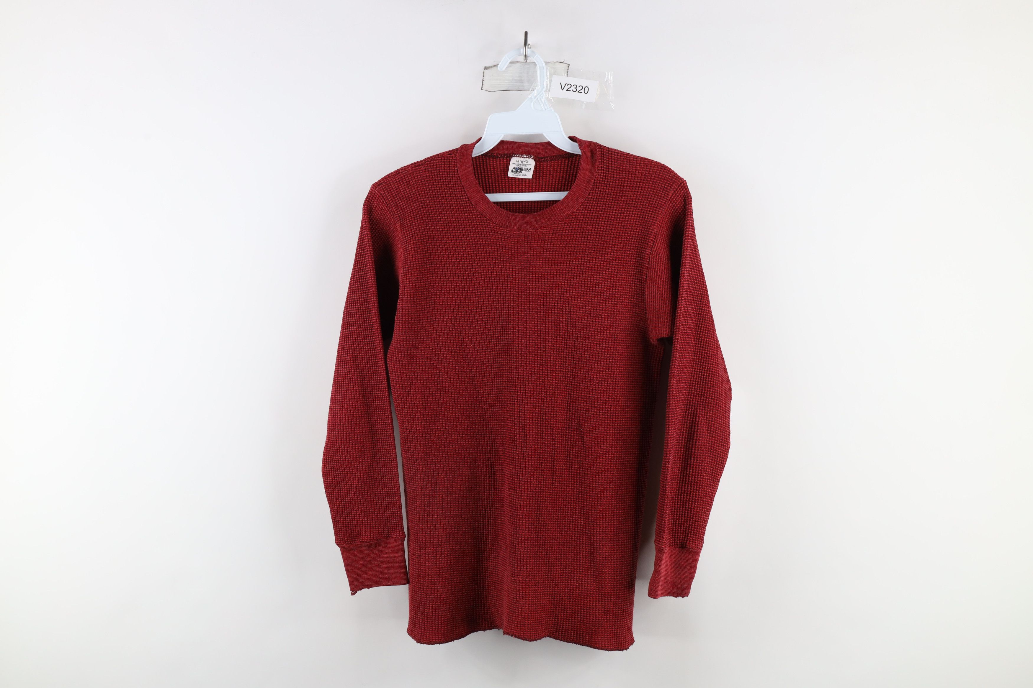 Vintage Vintage 90s Streetwear Thermal Waffle Knit T-Shirt Red USA Size US M / EU 48-50 / 2 - 1 Thumbnail