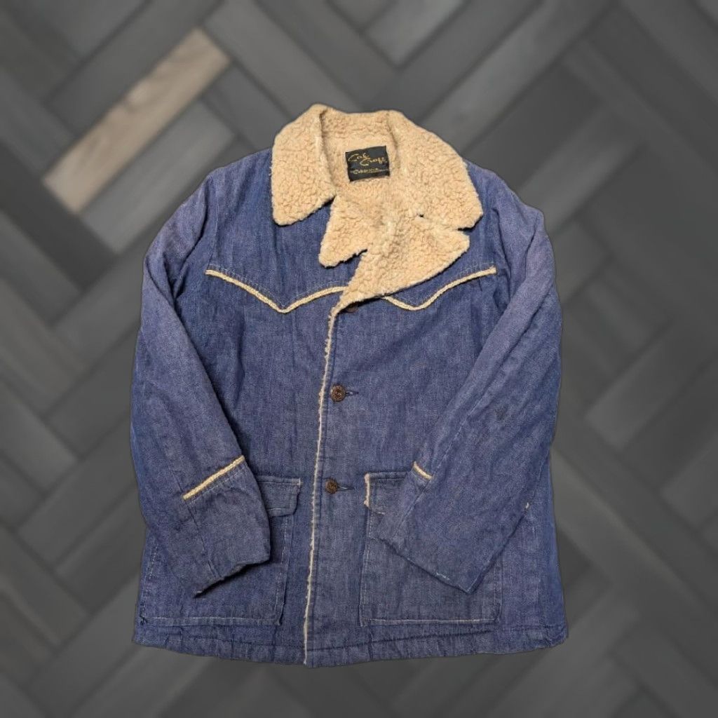 Denime VINTAGE denim RANCHER sherpa coat 42 blue JEAN CAL CRAFT denim jacket M Mens Size US 31 - 1 Thumbnail