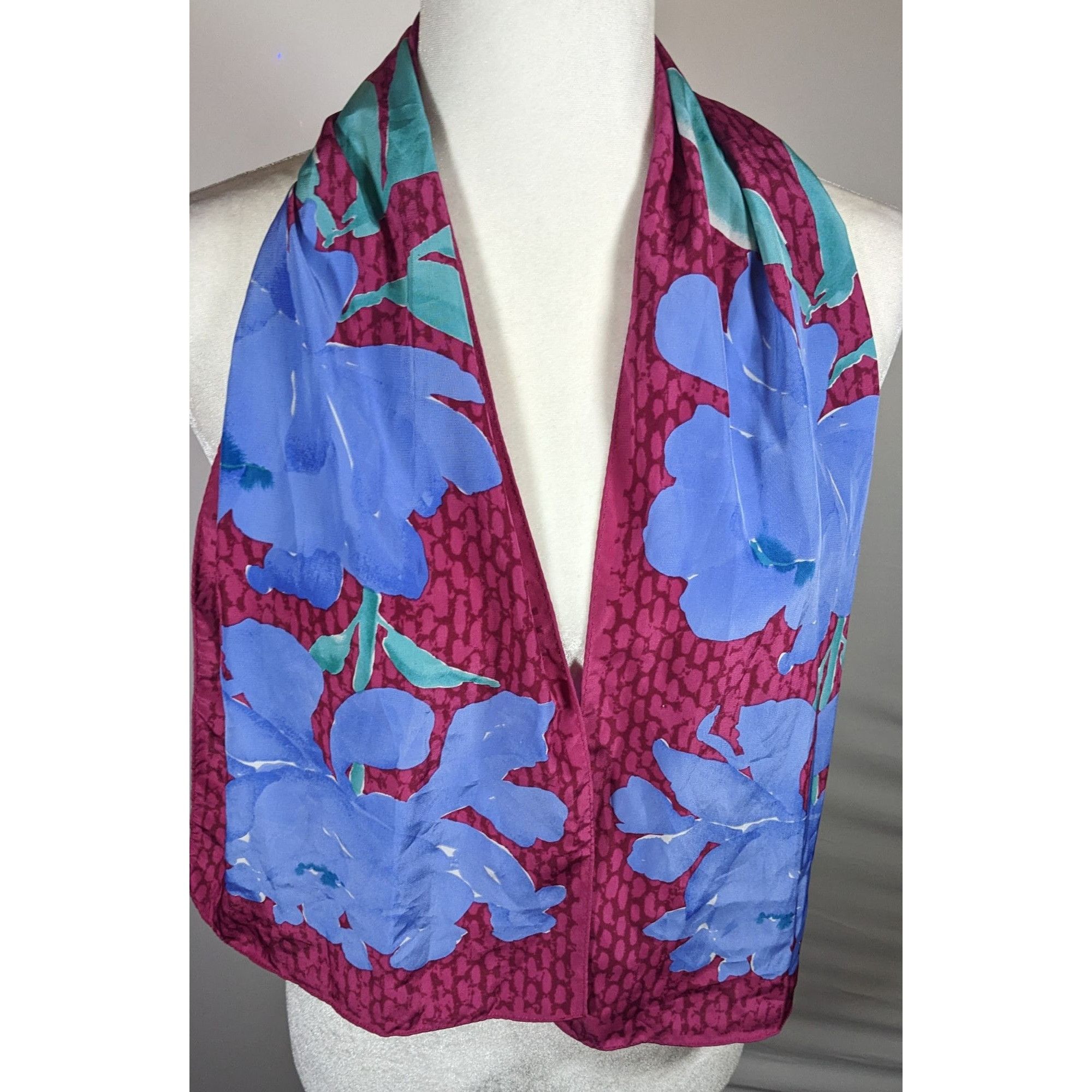 Other Vintage 70s Veresa By Vera Magenta And Periwinkle Floral Sca Size ONE SIZE - 5 Thumbnail