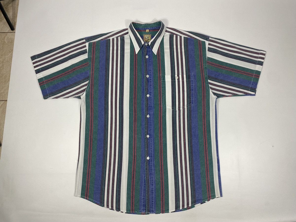 Vintage LASTDROP🔥 Vintage 80s 90s Fade Out Light Denim Striped Shirt Size US XL / EU 56 / 4 - 12 Thumbnail