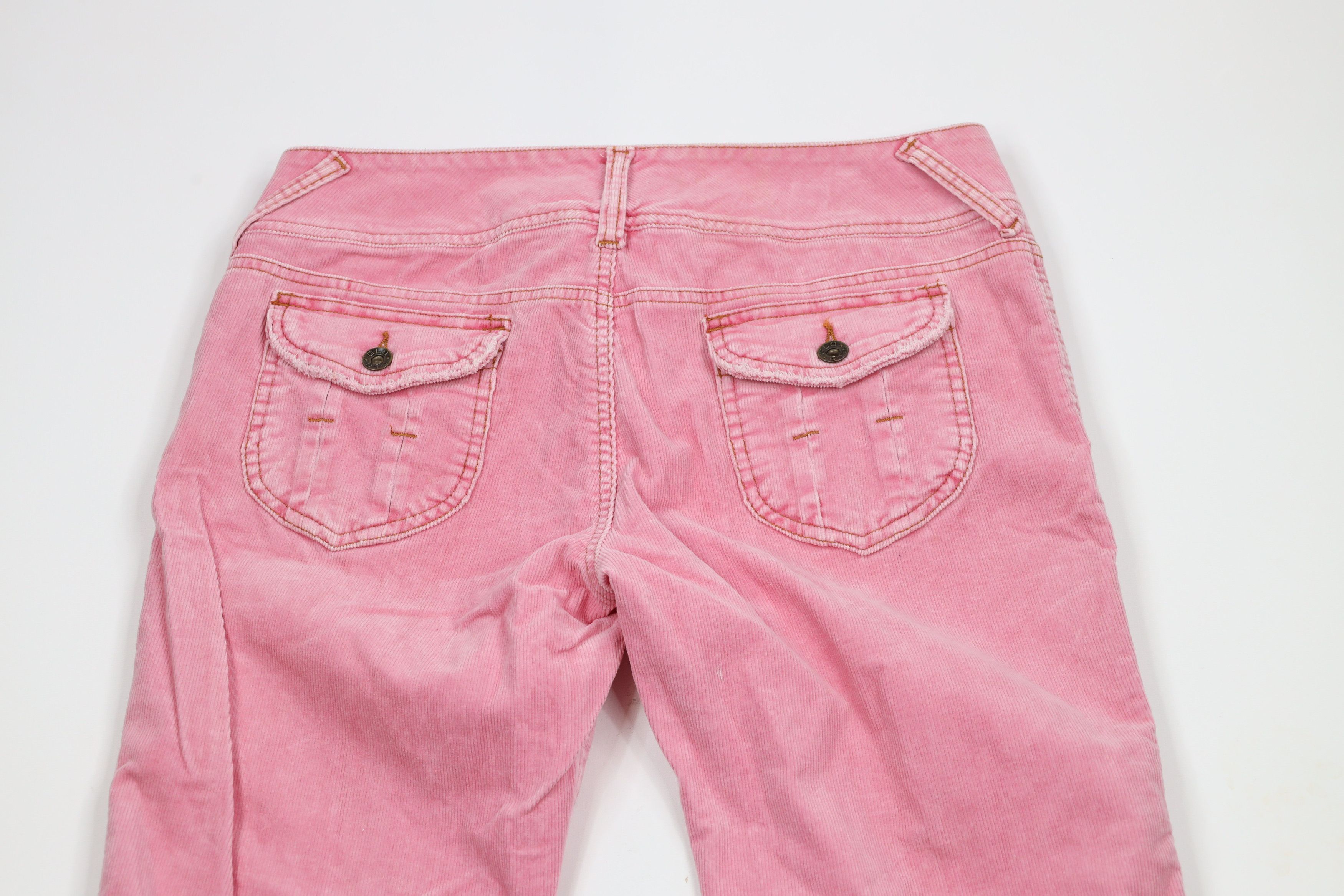 Vintage Vintage 90s Y2K Babydoll Flared Wide Leg Corduroy Pants Pink Size 30" / US 8 / IT 44 - 11 Thumbnail