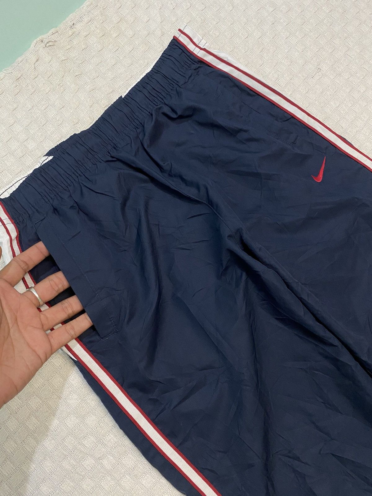 Billie Eilish × Nike 💥 VINTAGE NIKE 90S BAGGY WIDE LEG SWOOSH TRACK PANTS Y2K Size US 34 / EU 50 - 3 Thumbnail