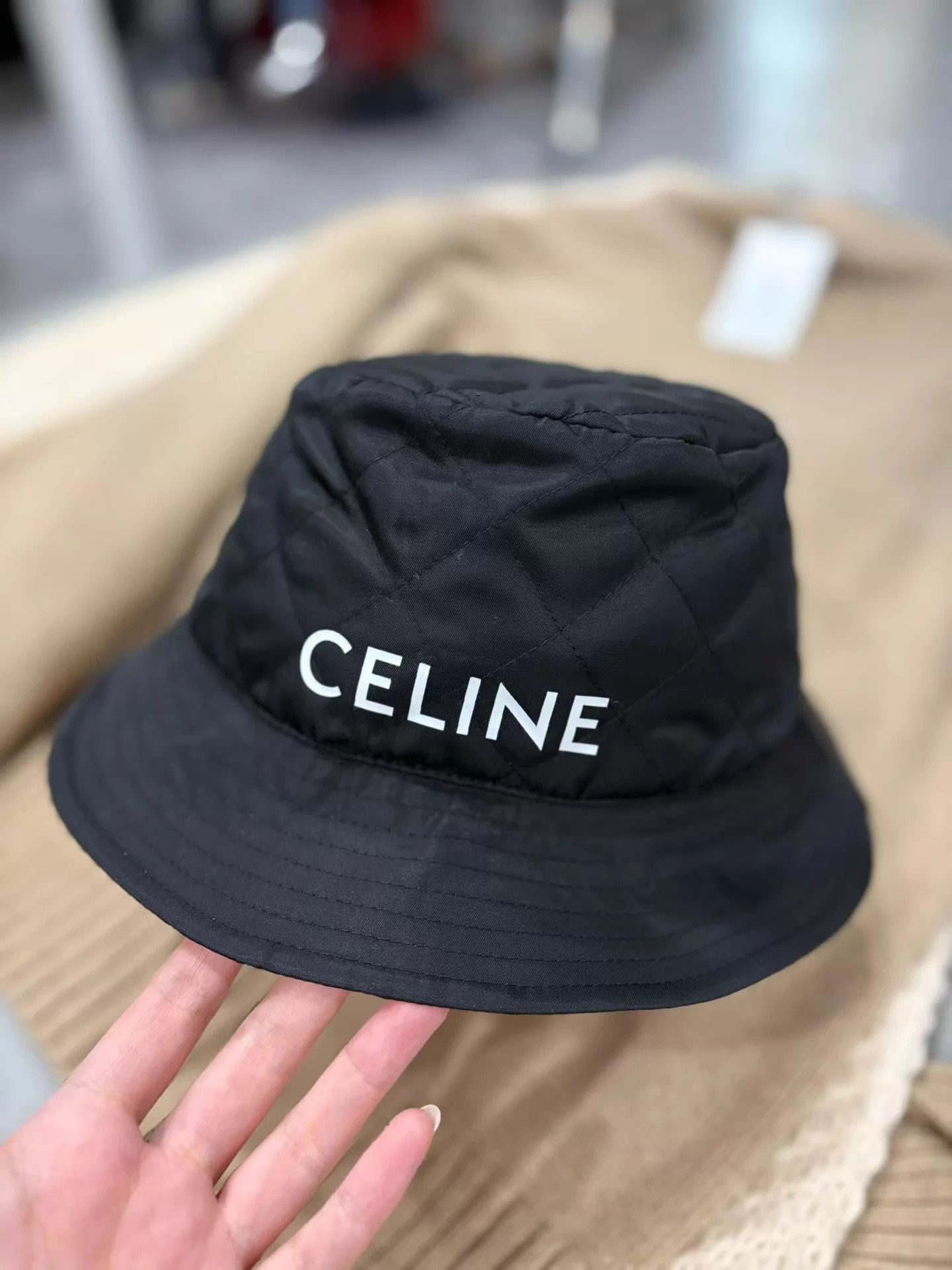 Celine Celine Tartan Logo Black Nylon Fisherman Hat M58 Unisex Size ONE SIZE - 2 Thumbnail