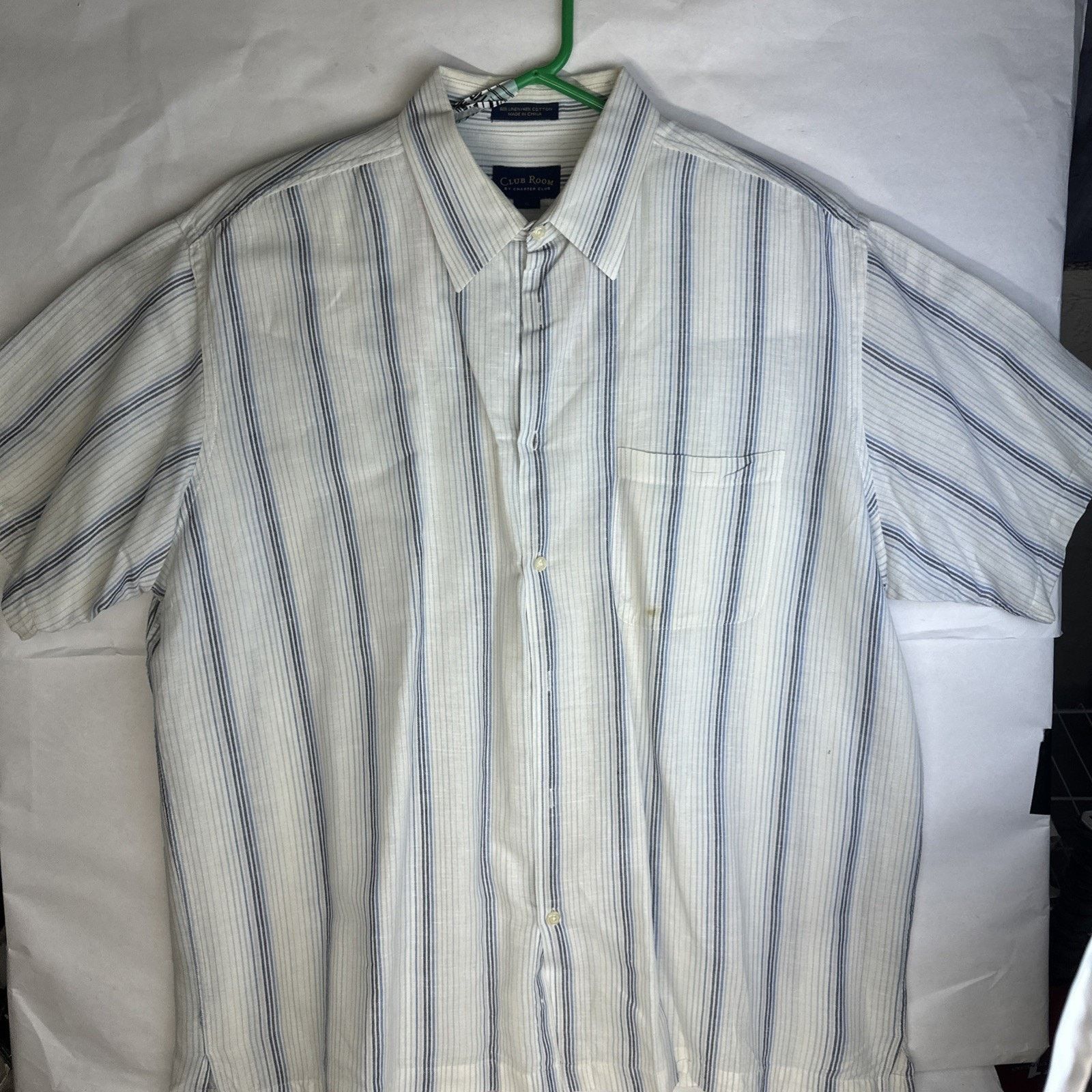 Club Room Club Room Men's Cotton Shirt, White and blue Striped Size XL Size US XL / EU 56 / 4 - 1 Thumbnail