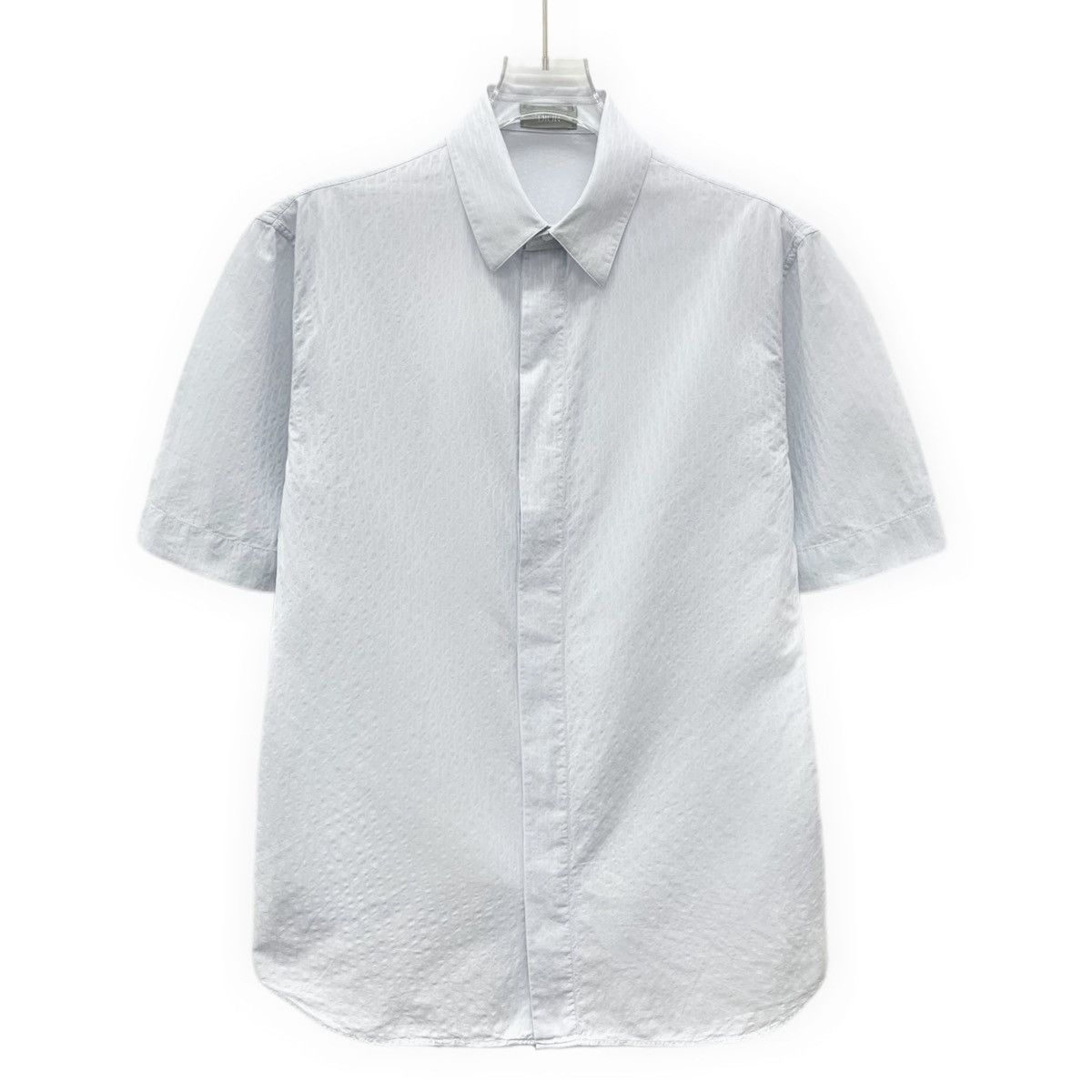 Dior Dior Light Blue All-over Logo Short Sleeve Shirt K26WX Size US M / EU 48-50 / 2 - 1 Thumbnail