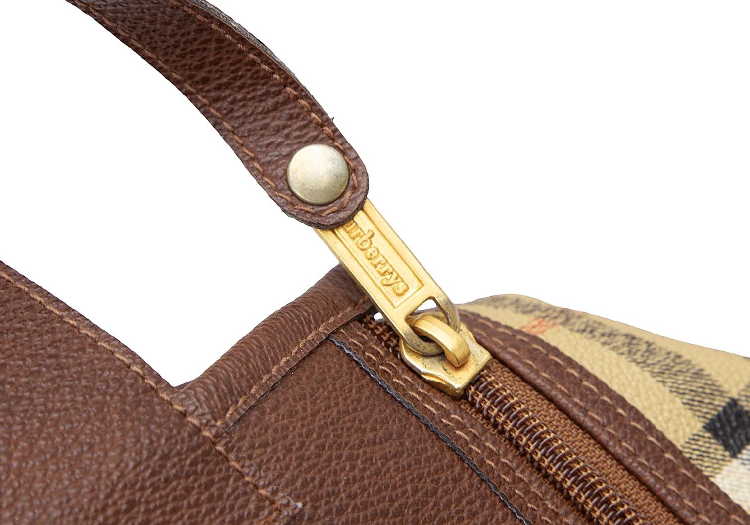 Burberry Haymarket Check Double Zip Boston Bag in Beige Size ONE SIZE - 11 Thumbnail