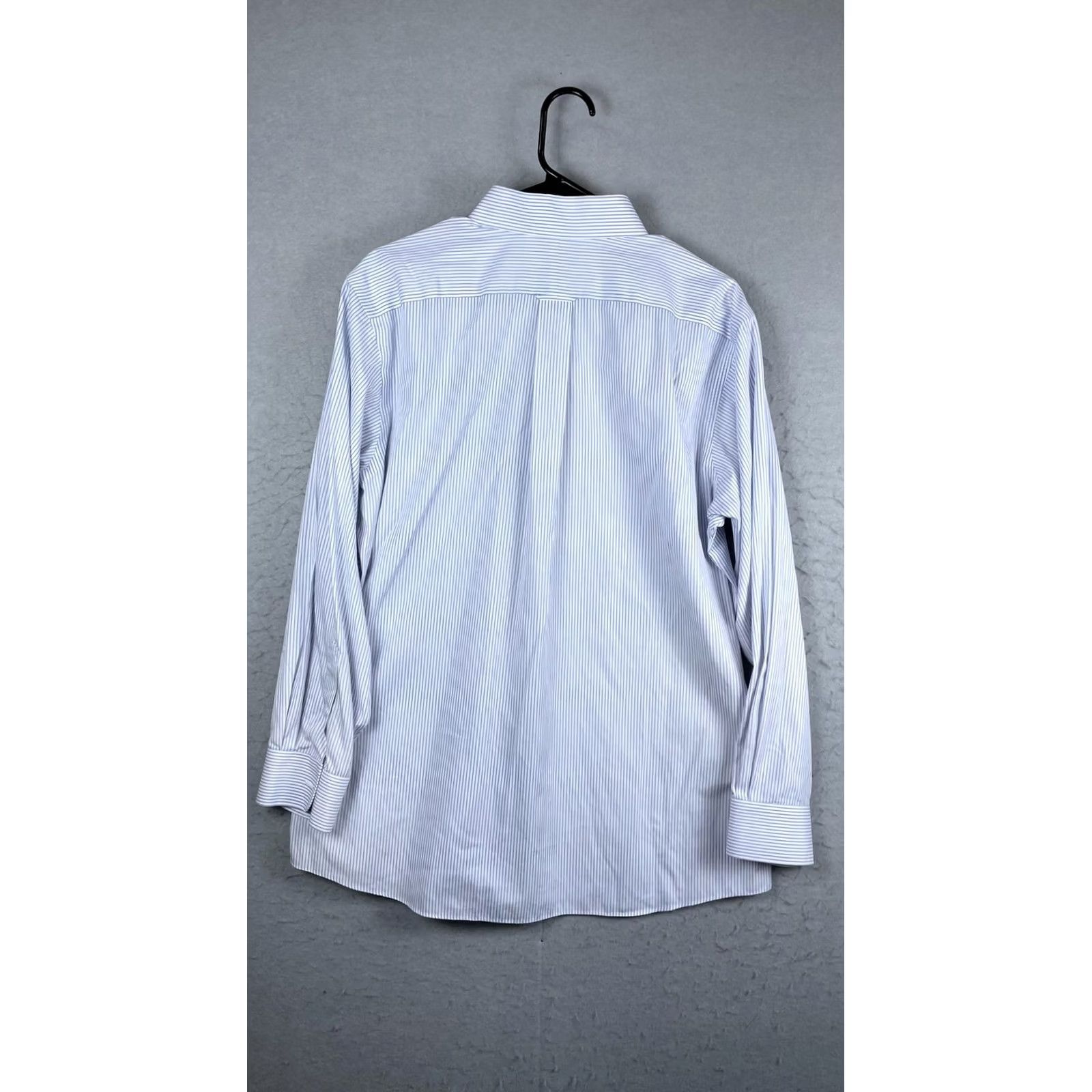 Roundtree & Yorke Roundtree & Yorke Gold Label Dress Shirt Mens 17 33 Blue Striped Slim Non Iron Size 46R - 5 Thumbnail