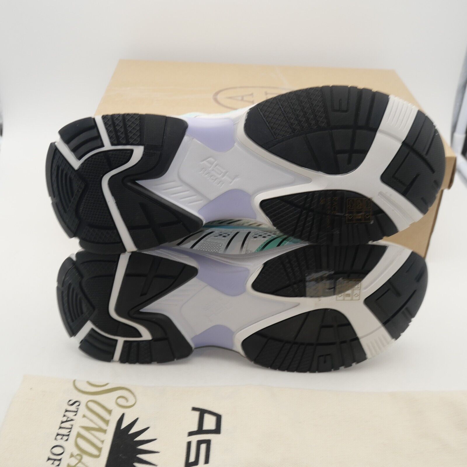 ASH NEW Ash Women's 7 Race Fion Sneakers White Hype Mint Black Size US 11 / IT 41 - 7 Thumbnail