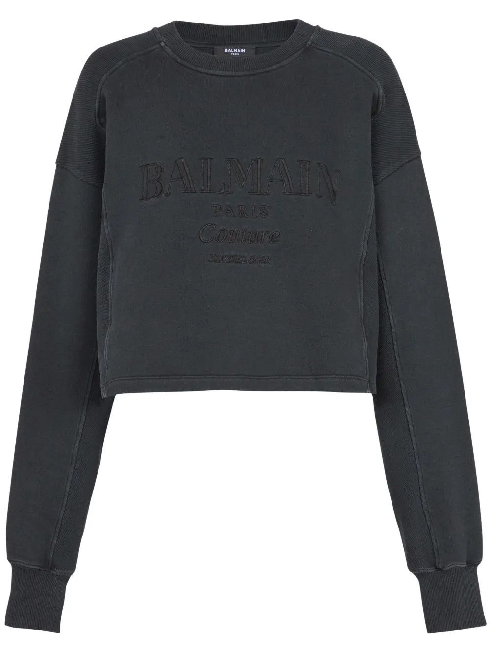 Balmain o1s1wg111225 Logo-Embroidered Sweatshirt in Dark Grey Size M / US 6-8 / IT 42-44 - 1 Thumbnail