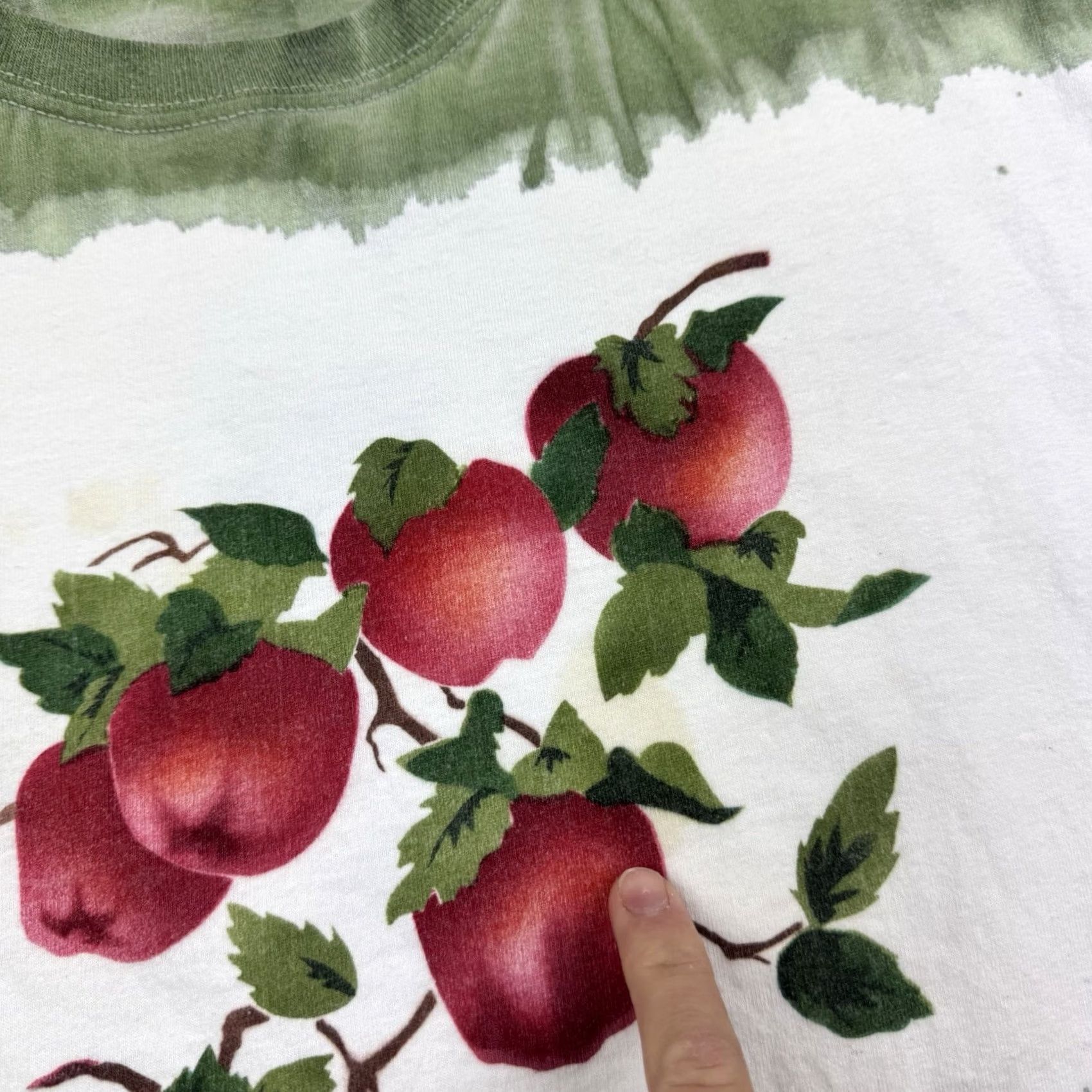 Fruit Of The Loom VINTAGE Fruit of the Loom T-Shirt 2XL Green Nature 90s Outdoor Apples Birds Animals Mens Size US XXL / EU 58 / 5 - 4 Thumbnail