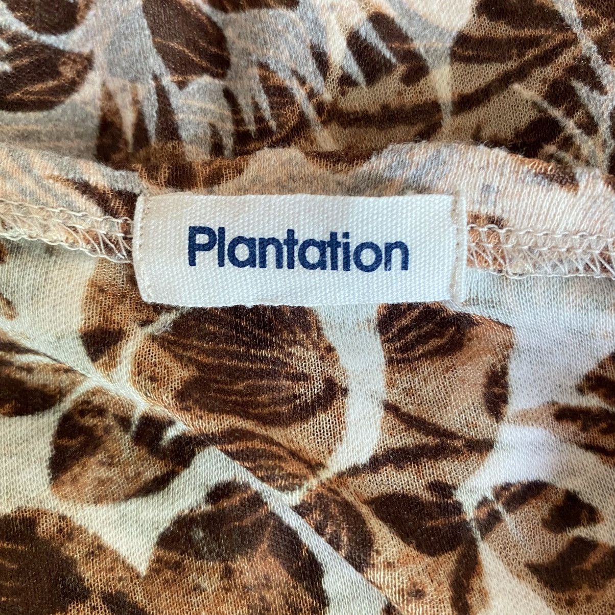 Issey Miyake Plantation Brown Leaf Print Short Sleeve Blouse Size M / US 6-8 / IT 42-44 - 3 Thumbnail