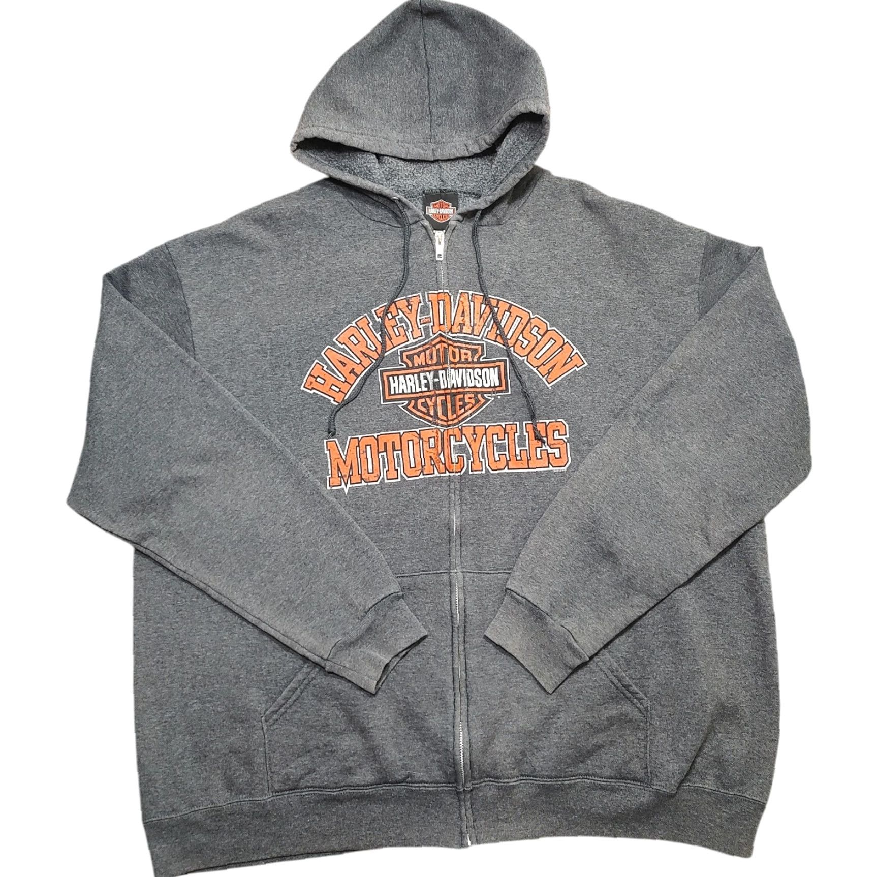 Harley Davidson Harley-Davidson Hoodie Mens XL Gray Full Zip 50/50 New Hampshire Logo 90s Biker Motorcycle Graphic Print Pockets Embroidered Size US XL / EU 56 / 4 - 3 Thumbnail