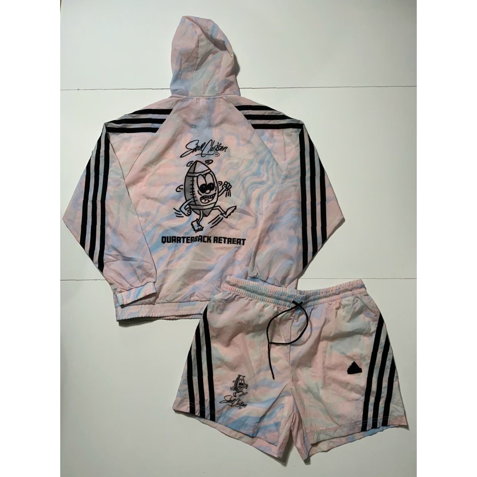 Adidas Adidas Steve Clarkson Quarterback Retreat Football Tie Dye Windbreaker 2PC Set Men M/L Multicolor Hoodie Jacket Shorts Activewear Holiday Decade 90s? Size US M / EU 48-50 / 2 - 2 Thumbnail