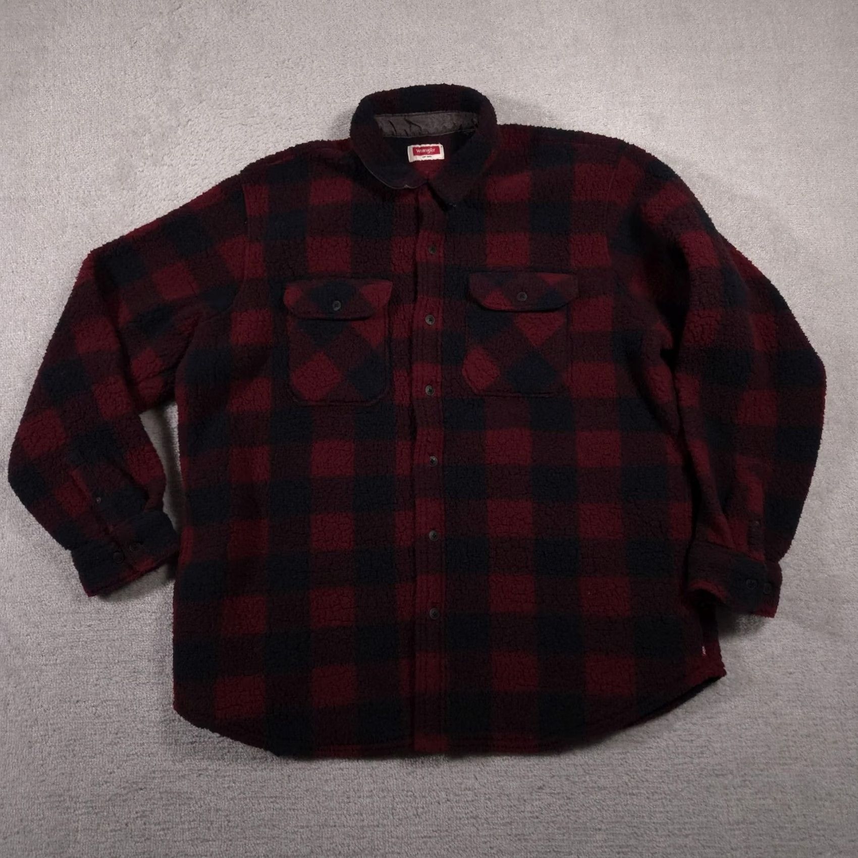 Wrangler VINTAGE Wrangler Jacket Mens XL Red Black Buffalo Plaid Fleece Sherpa Shacket Size US XL / EU 56 / 4 - 2 Thumbnail