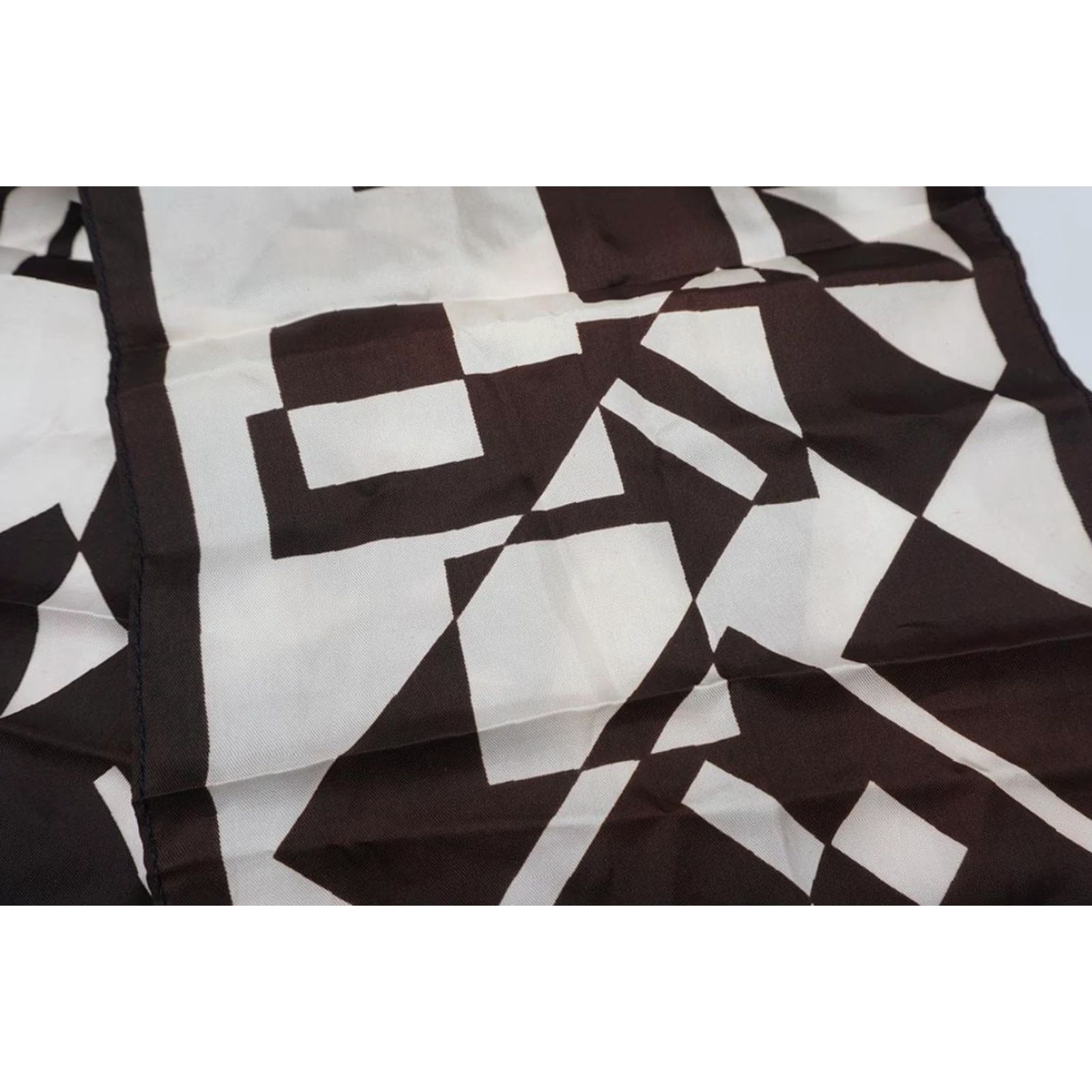 Vintage Vintage Womens Scarf 1960s Brown White Geometric Acetate Made in Japan Size ONE SIZE - 3 Thumbnail