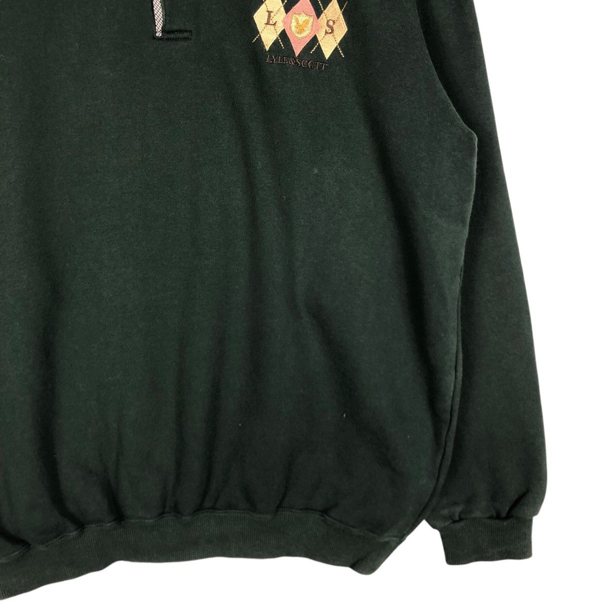 Lyle & Scott × Vintage Vintage Lyle & Scott Sweatshirt Jumper Button Up Green M Size US M / EU 48-50 / 2 - 4 Thumbnail