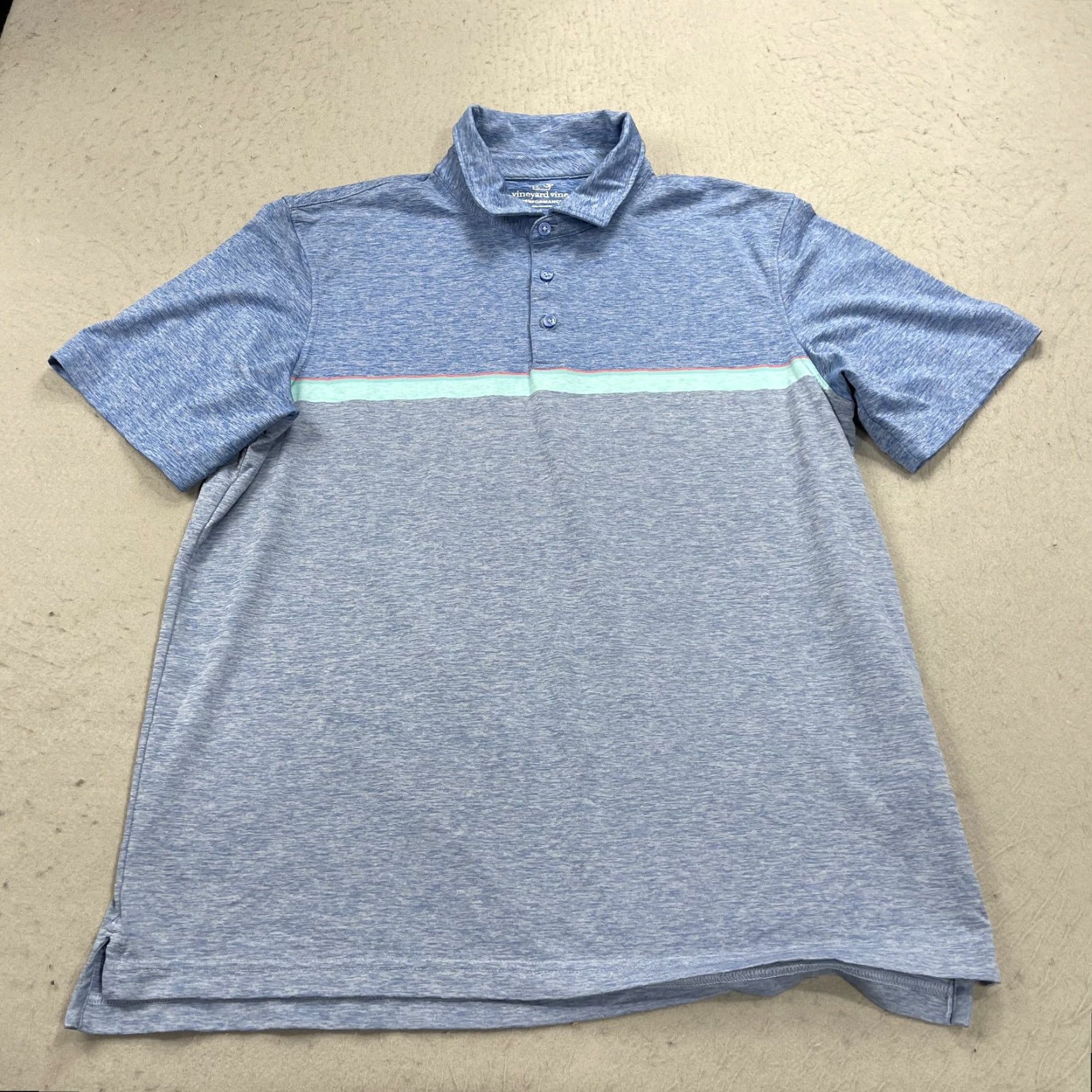 Vineyard Vines Vineyard Vines Polo Shirt Mens Large Blue Stretch Heather Performance Golf Shirt Size US L / EU 52-54 / 3 - 2 Thumbnail