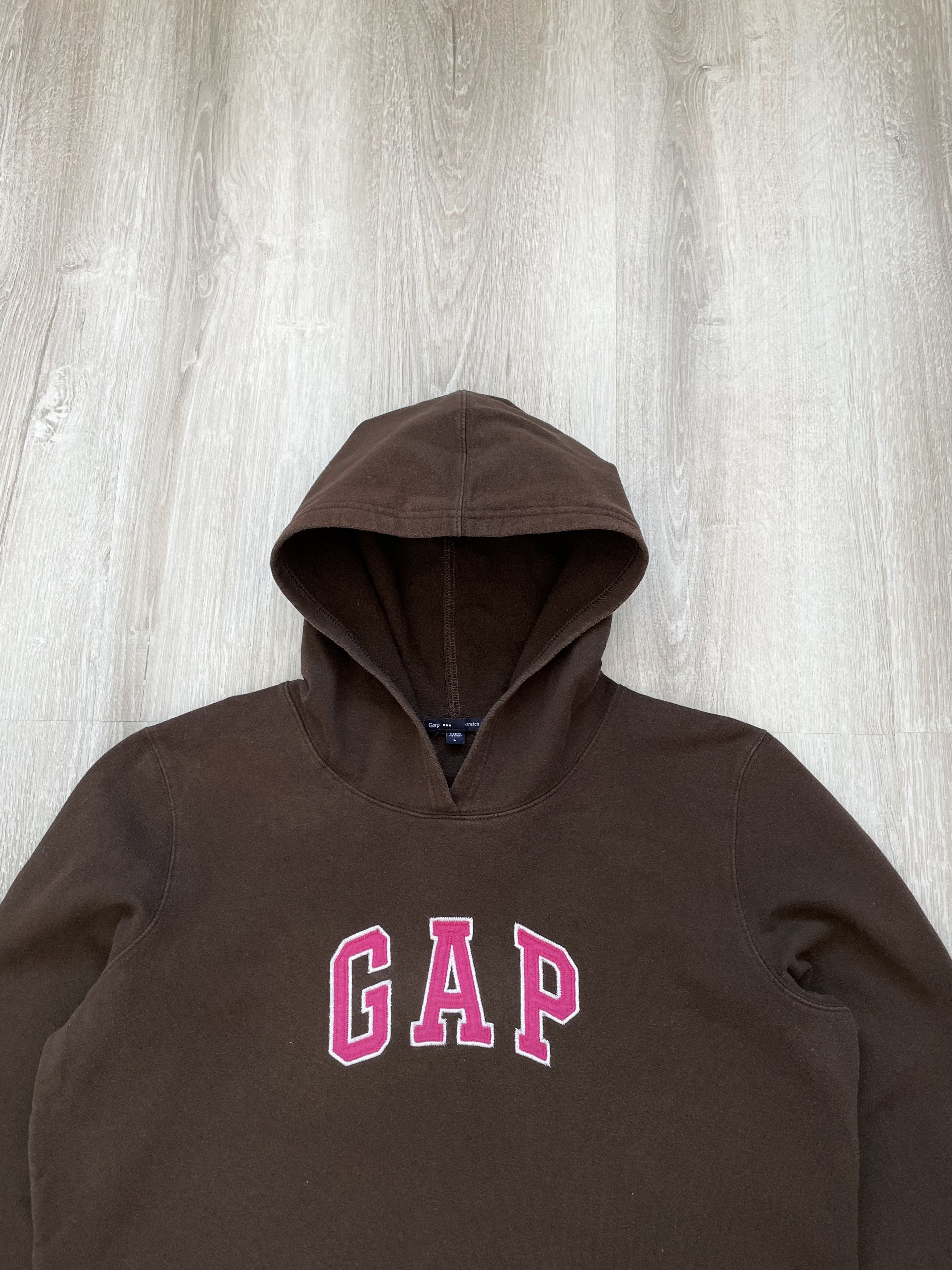 Gap Vintage GAP Women's Brown Hype Hoodie Embroidered Logo Size L / US 10 / IT 46 - 2 Thumbnail