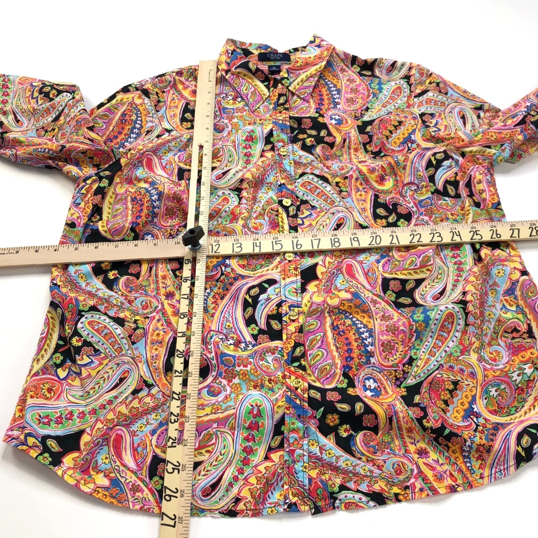 Chaps Chaps Paisley Plus 1X Women's Button Long Sleeve Multicolor Dress Shirt Size XL / US 12-14 / IT 48-50 - 3 Thumbnail