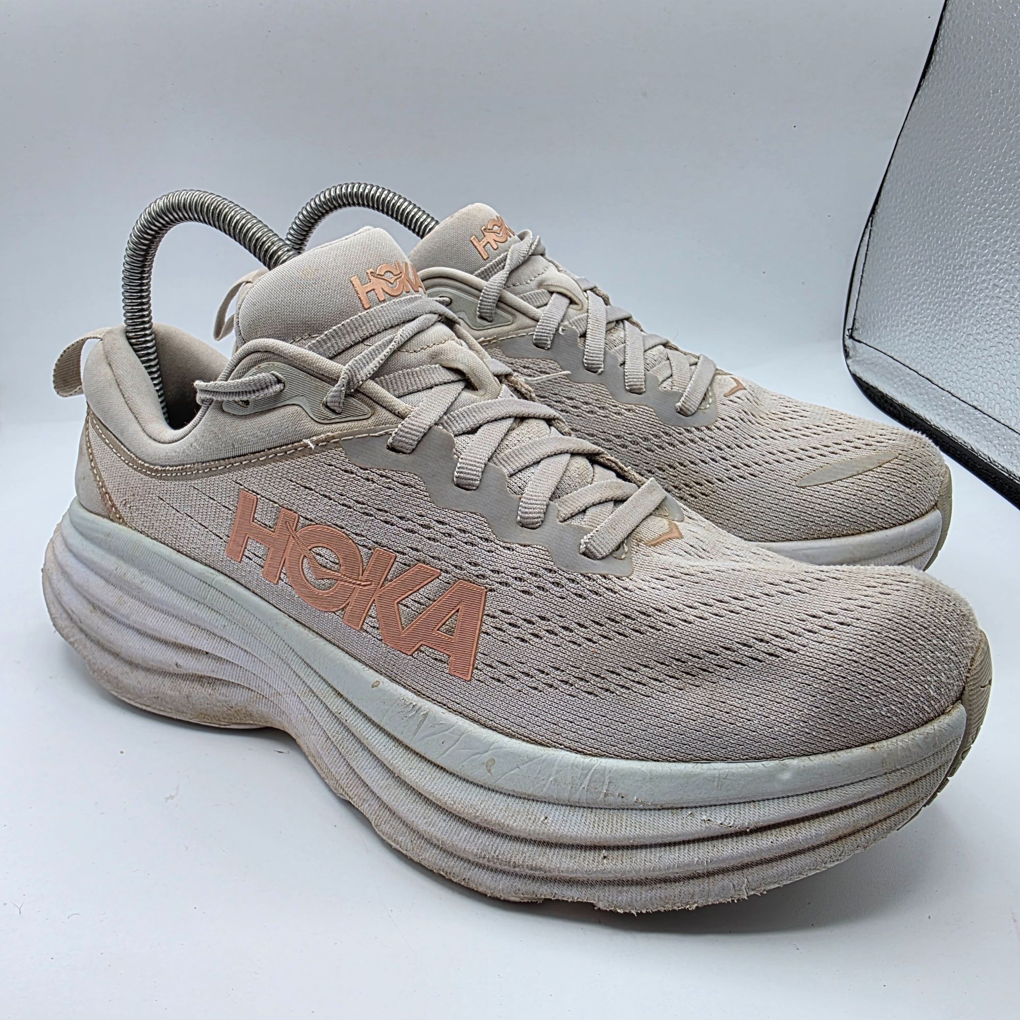 Hoka Hoka One One Bondi 8 Womens Size 8.5 B Gray White Athletic R Size US 8 / IT 38 - 1 Thumbnail