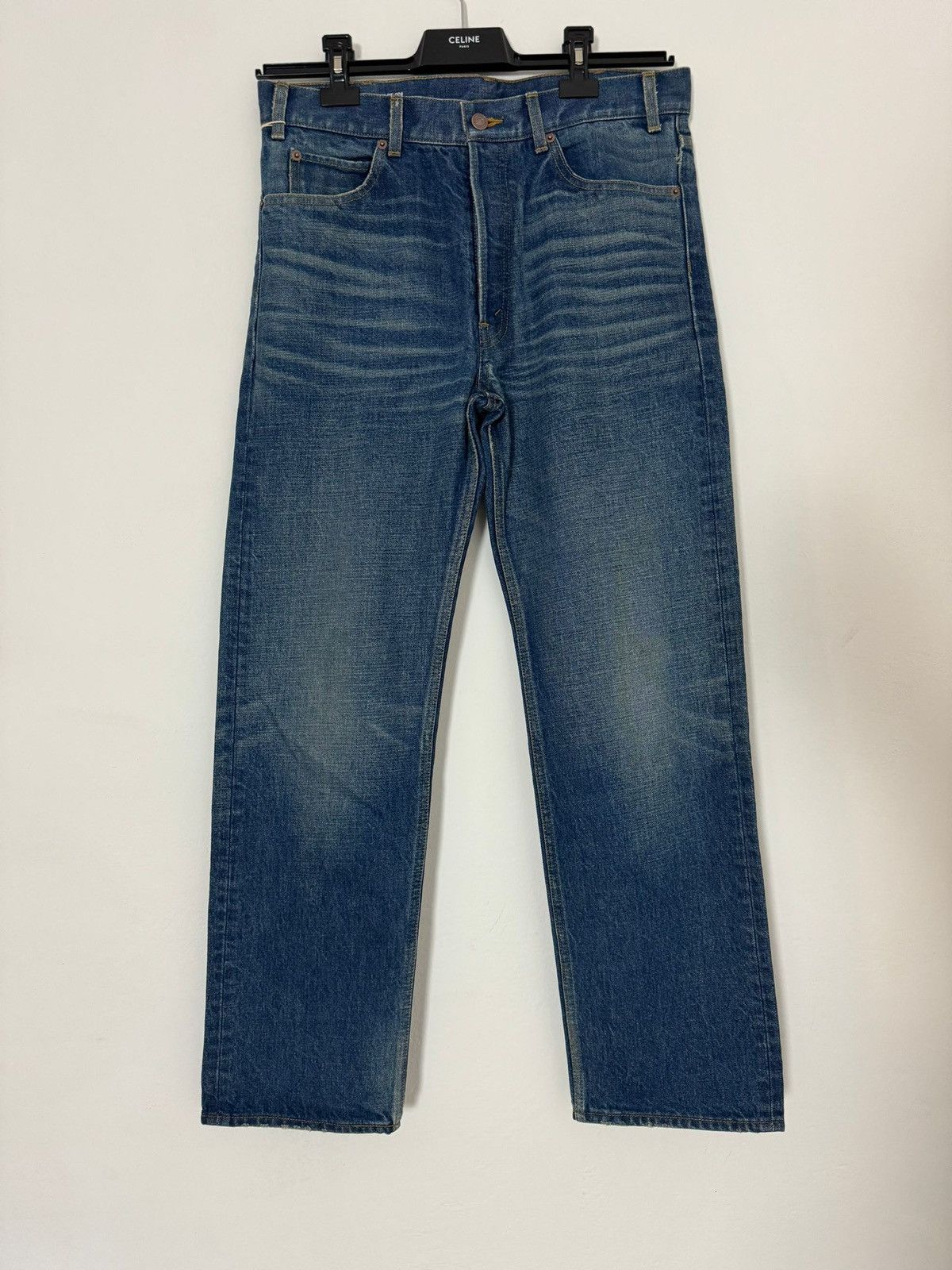 image of Celine x Hedi Slimane Fw20 Regular 90’S Nineties Jeans Monterrey Wash Denim in Blue, Men's (Size 30