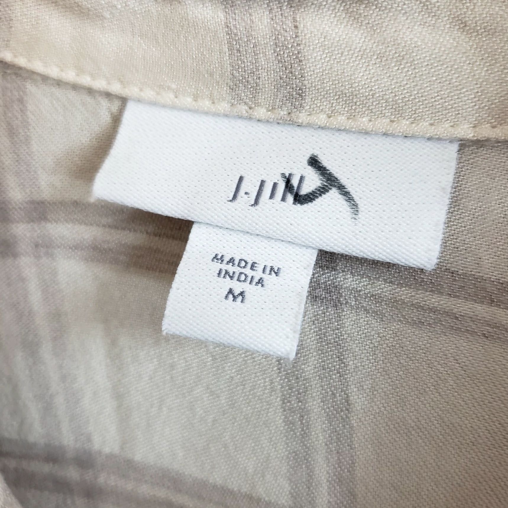 J. Jill J Jill Womens Button Front Shirt Sz Medium Beige Gray Long Sleeve Pintuck Shirt Size M / US 6-8 / IT 42-44 - 5 Thumbnail